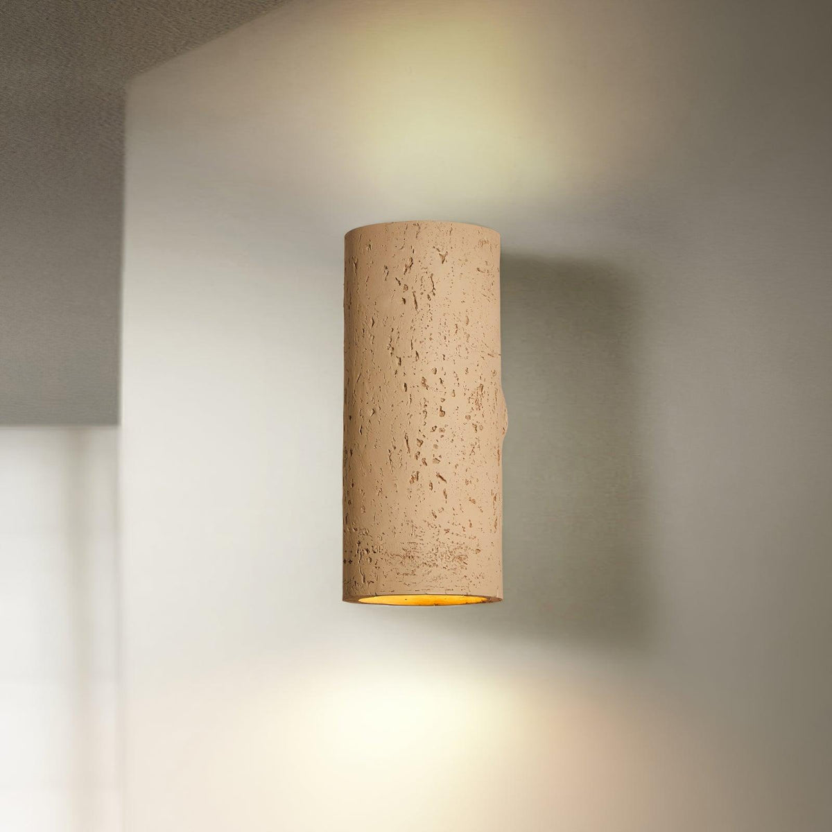 Nøordka Light Bespoke Wall Light Fixture ∅ 3.9″ x H 9″/ Dia 10cm x H 23cm / Brown Textured Cylinder Contemporary Wall Light