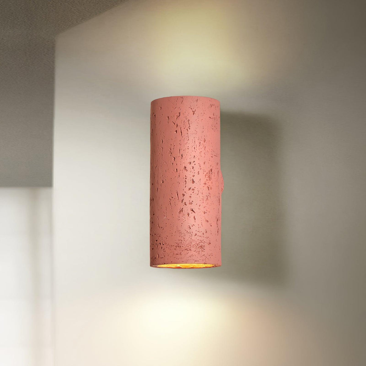 Nøordka Light Bespoke Wall Light Fixture ∅ 3.9″ x H 9″/ Dia 10cm x H 23cm / Red Textured Cylinder Contemporary Wall Light
