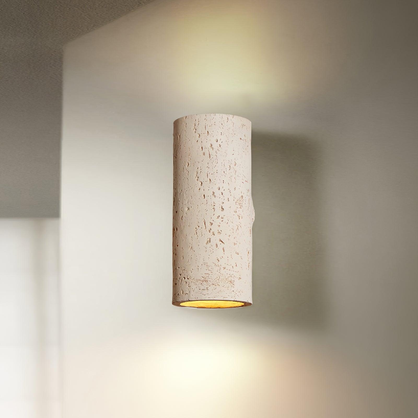 Nøordka Light Bespoke Wall Light Fixture ∅ 3.9″ x H 9″/ Dia 10cm x H 23cm / White Textured Cylinder Contemporary Wall Light