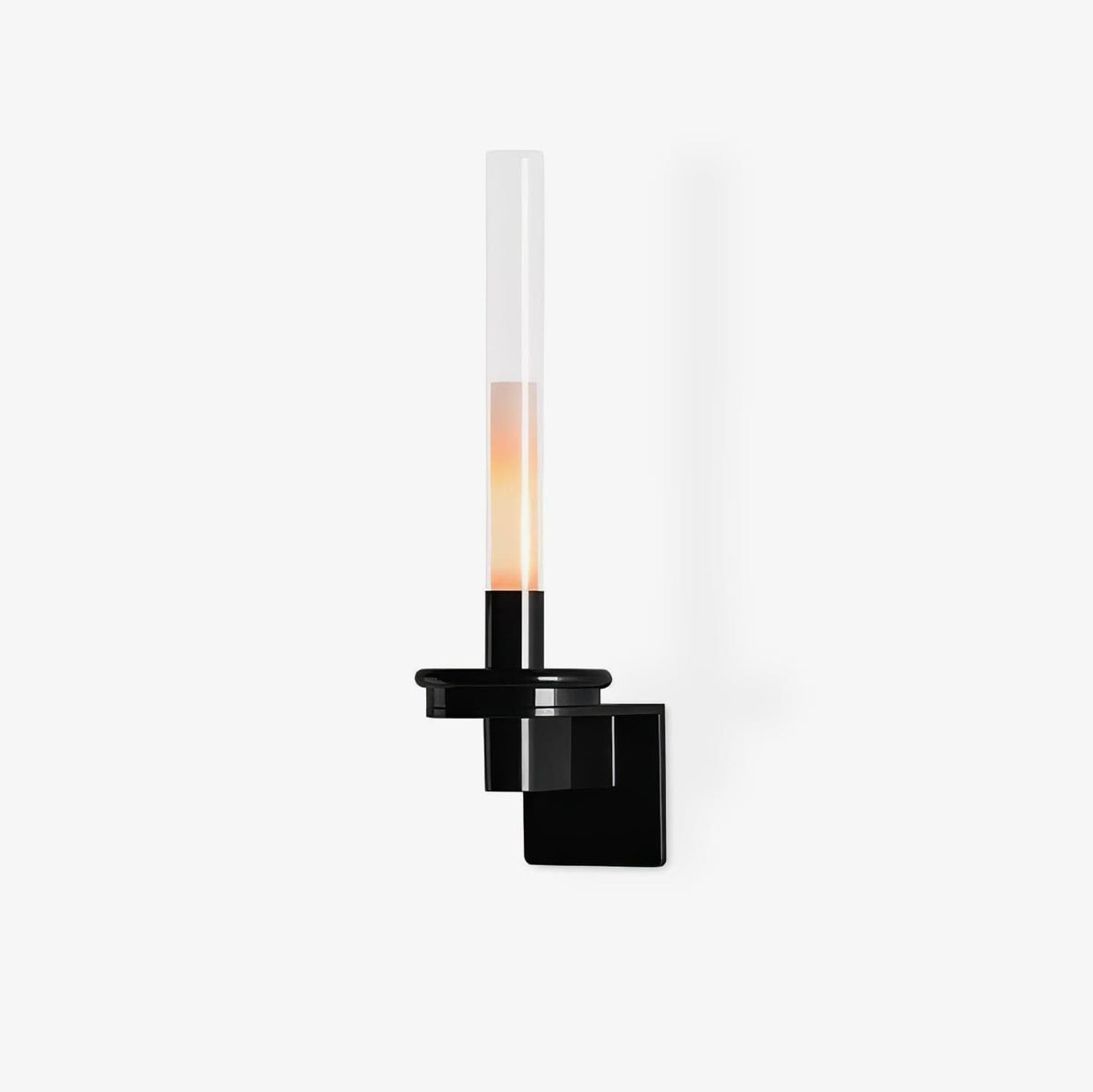 Nøordka Light Bespoke Wall Light Fixture ∅ 5.1″ x H 14.2″ / Black &amp; Clear / Warm Light Cylindrical Glass Contemporary Wall Sconce