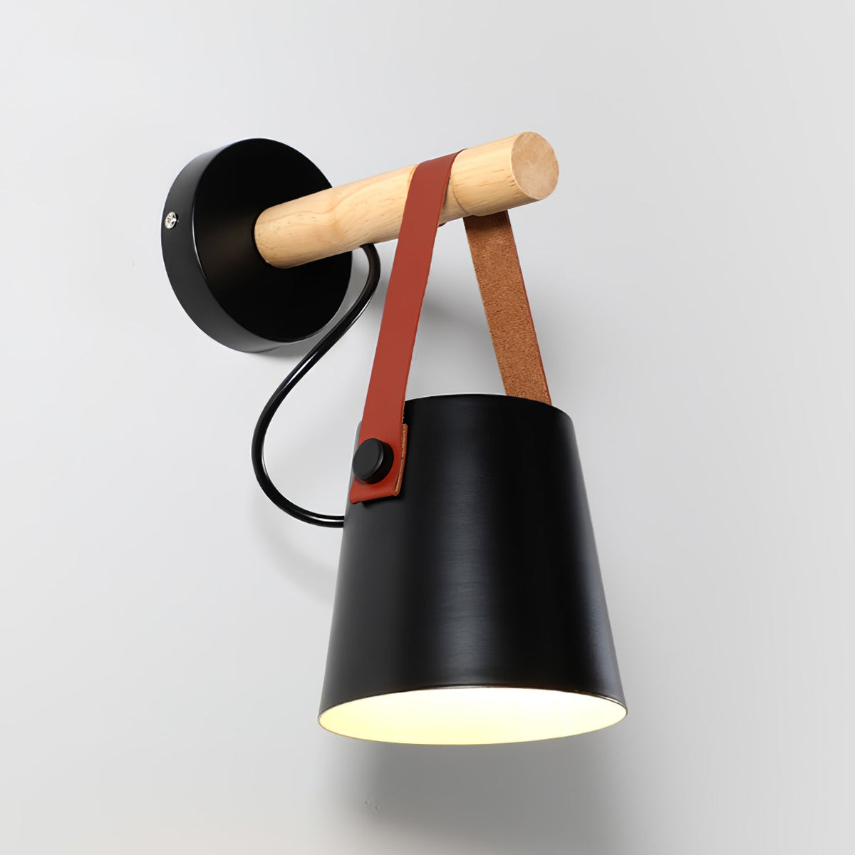 Nøordka Light Bespoke Wall Light Fixture ∅ 5.1″ x H 8.7″ / Dia 13cm x H 22cm / Black Wooden Conical Nordic Inspired Wall Light