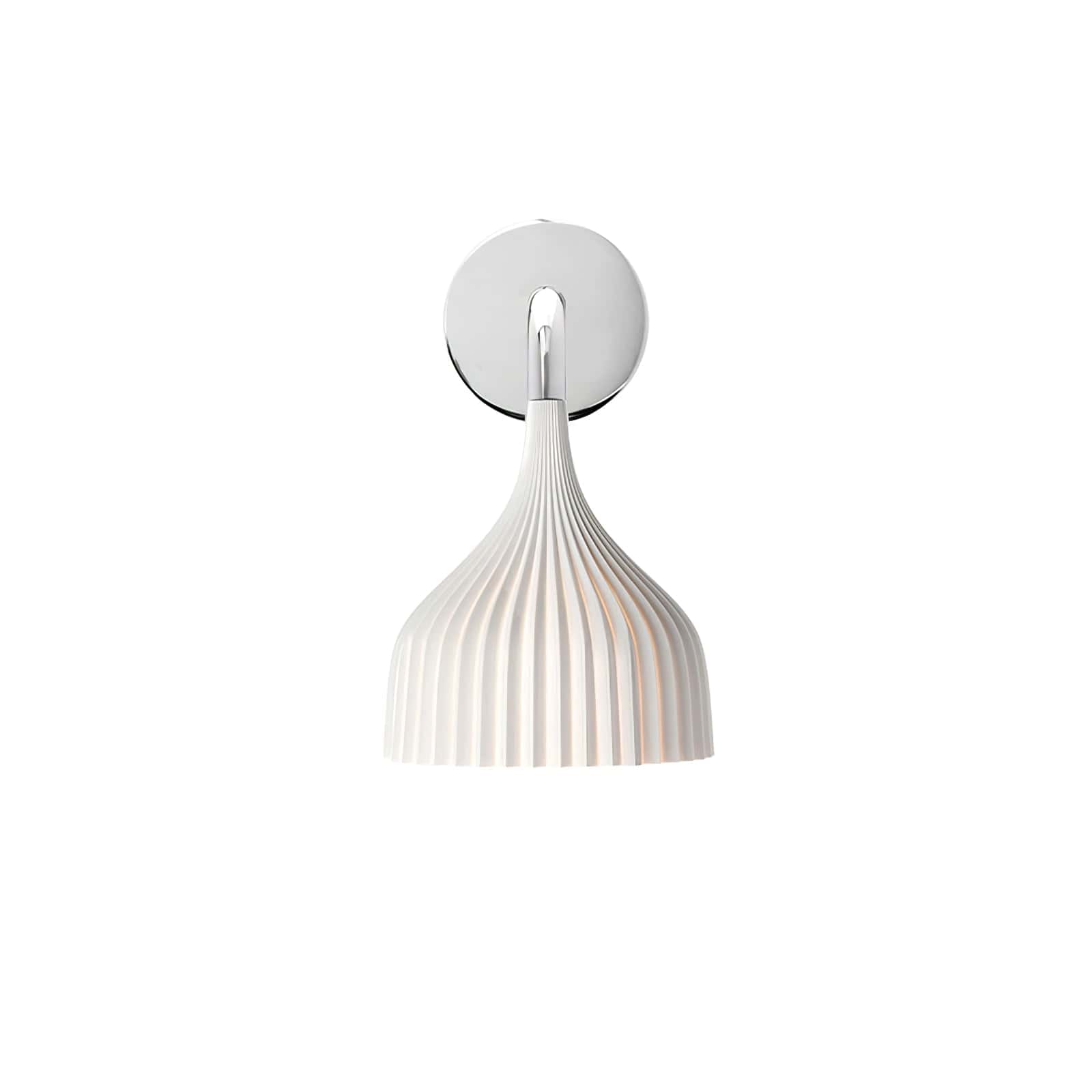 Nøordka Light Bespoke Wall Light Fixture ∅ 5.3″ x H 9.4″ / Dia 13.5cm x H 24cm / Chrome & White Handcrafted Brushed Metal Minimalist Wall Lamp