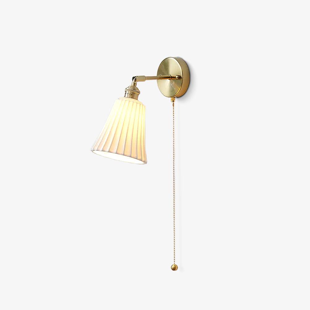 Nøordka Light Bespoke Wall Light Fixture ∅ 5.5″ x H 9.8″ / Dia 14cm x H 25cm / Brass &amp; White Ceramic Trumpet Ceramic Polished Brass Wall Light