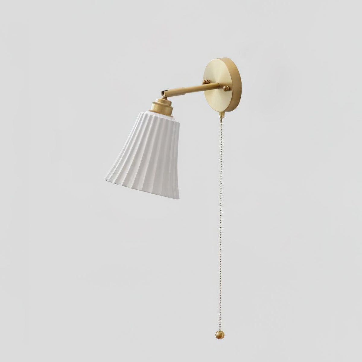 Nøordka Light Bespoke Wall Light Fixture ∅ 5.5″ x H 9.8″ / Dia 14cm x H 25cm / Brass &amp; White Ceramic Trumpet Ceramic Polished Brass Wall Light