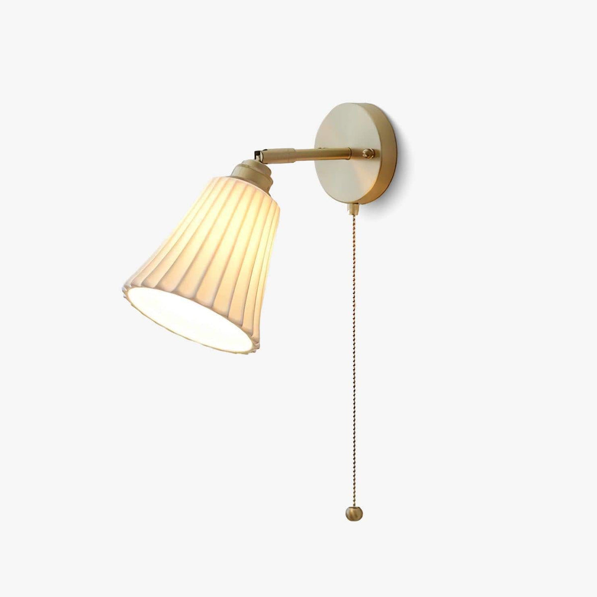 Nøordka Light Bespoke Wall Light Fixture ∅ 5.5″ x H 9.8″ / Dia 14cm x H 25cm / Brass &amp; White Ceramic Trumpet Ceramic Polished Brass Wall Light