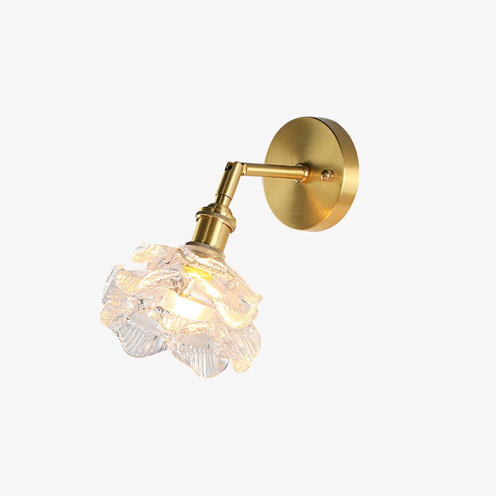 Nøordka Light Bespoke Wall Light Fixture ∅ 5.9″ x H 8.6″/ Dia 15cm x H 22cm / Brass & Clear Brass Knurled Finish Wall Sconce For Living Room