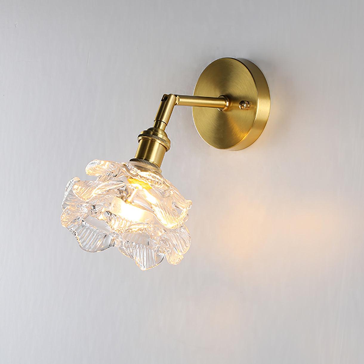Nøordka Light Bespoke Wall Light Fixture ∅ 5.9″ x H 8.6″/ Dia 15cm x H 22cm / Brass & Clear Brass Knurled Finish Wall Sconce For Living Room