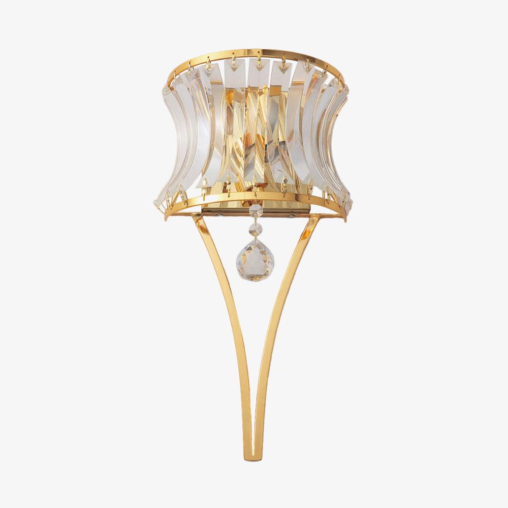 Nøordka Light Bespoke Wall Light Fixture ∅ 7.9″ x H 16.9″ / Dia 20cm x H 43cm / Gold+Clear Arc Crystal Glass Contemporary Wall Sconce