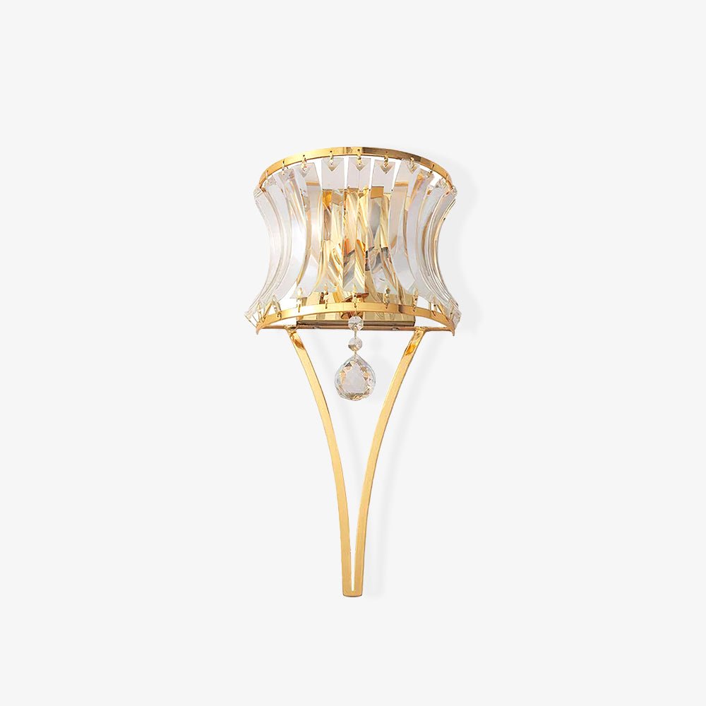 Nøordka Light Bespoke Wall Light Fixture ∅ 7.9″ x H 16.9″ / Dia 20cm x H 43cm / Gold+Clear Arc Crystal Glass Contemporary Wall Sconce