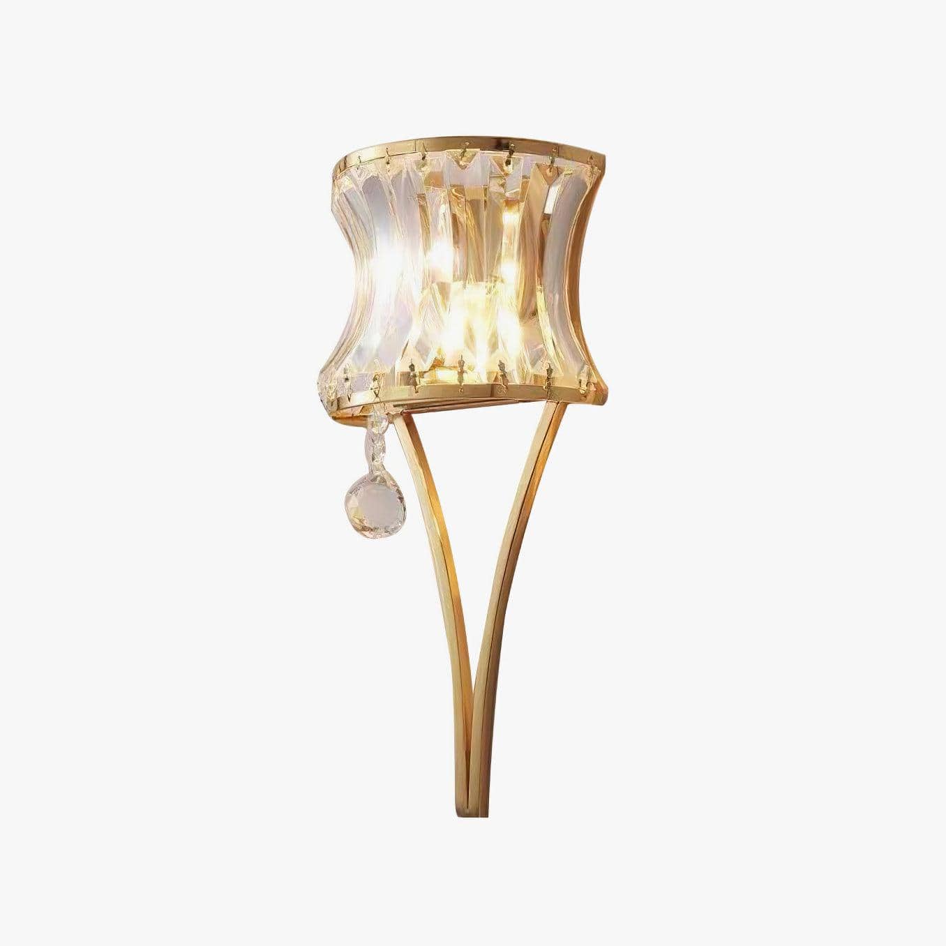 Nøordka Light Bespoke Wall Light Fixture ∅ 7.9″ x H 16.9″ / Dia 20cm x H 43cm / Gold+Clear Arc Crystal Glass Contemporary Wall Sconce