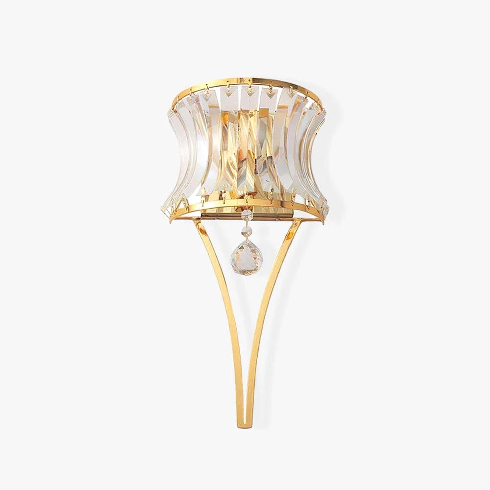 Nøordka Light Bespoke Wall Light Fixture ∅ 7.9″ x H 16.9″ / Dia 20cm x H 43cm / Gold+Clear Arc Crystal Glass Contemporary Wall Sconce