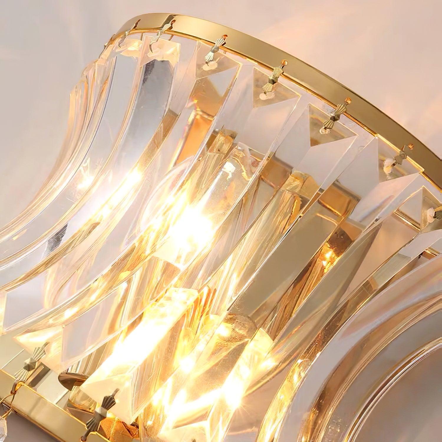Nøordka Light Bespoke Wall Light Fixture ∅ 7.9″ x H 16.9″ / Dia 20cm x H 43cm / Gold+Clear Arc Crystal Glass Contemporary Wall Sconce