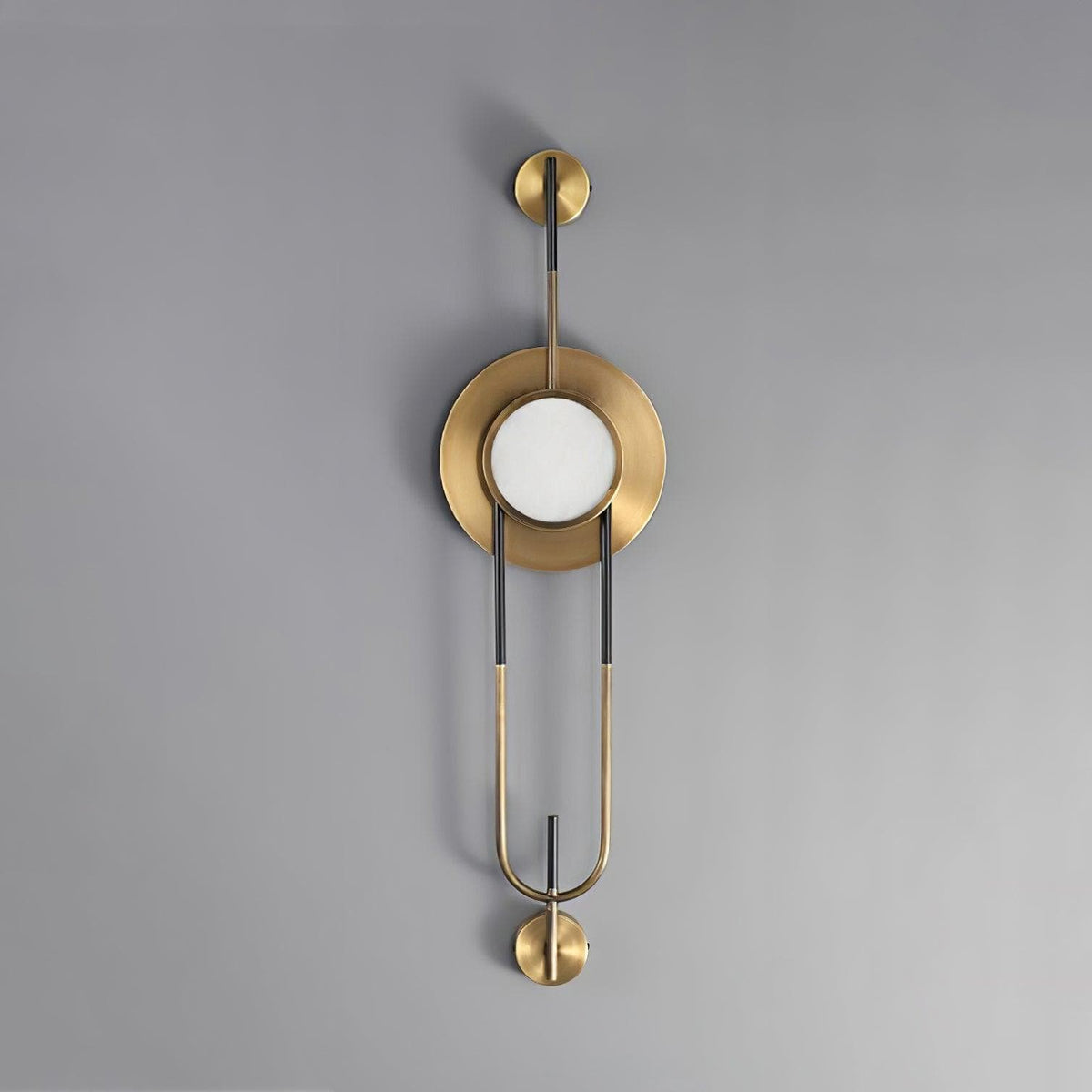 Nøordka Light Bespoke Wall Light Fixture ∅ 7.9″ x H 33.5″  / Dia 20cm x H 85cm / Gold &amp; White / Warm Light Circular Marble Gold Tone Finish Wall Light