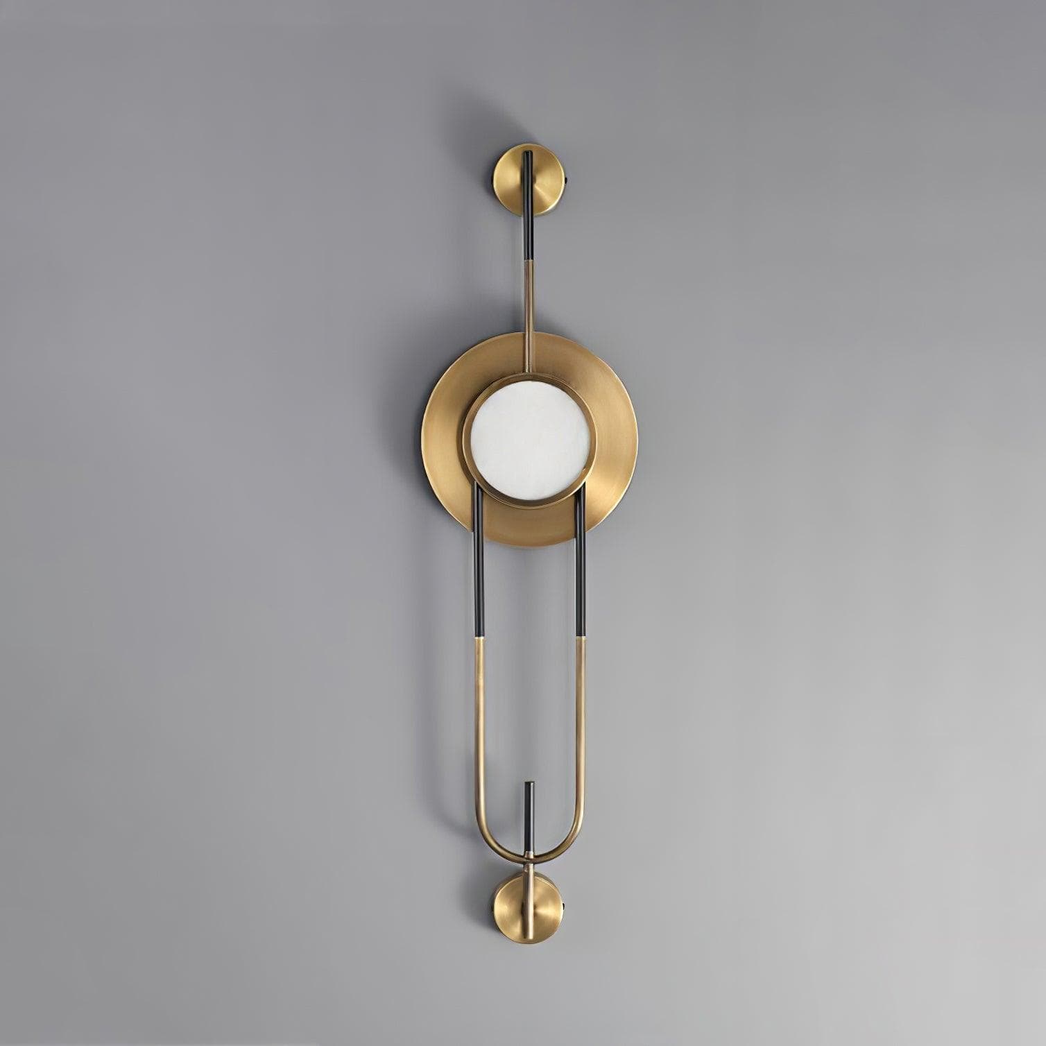 Nøordka Light Bespoke Wall Light Fixture ∅ 7.9″ x H 33.5″  / Dia 20cm x H 85cm / Gold & White / Warm Light Circular Marble Gold Tone Finish Wall Light