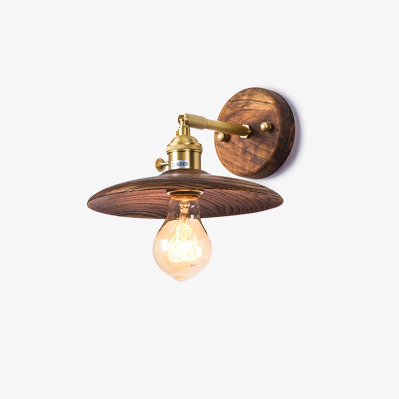 Nøordka Light Bespoke Wall Light Fixture ∅ 7.9″ x H 7.5″ / Dia 20cm x H 19cm / Brass &amp; Walnut Walnut Flared Classic Elegance Wall Light