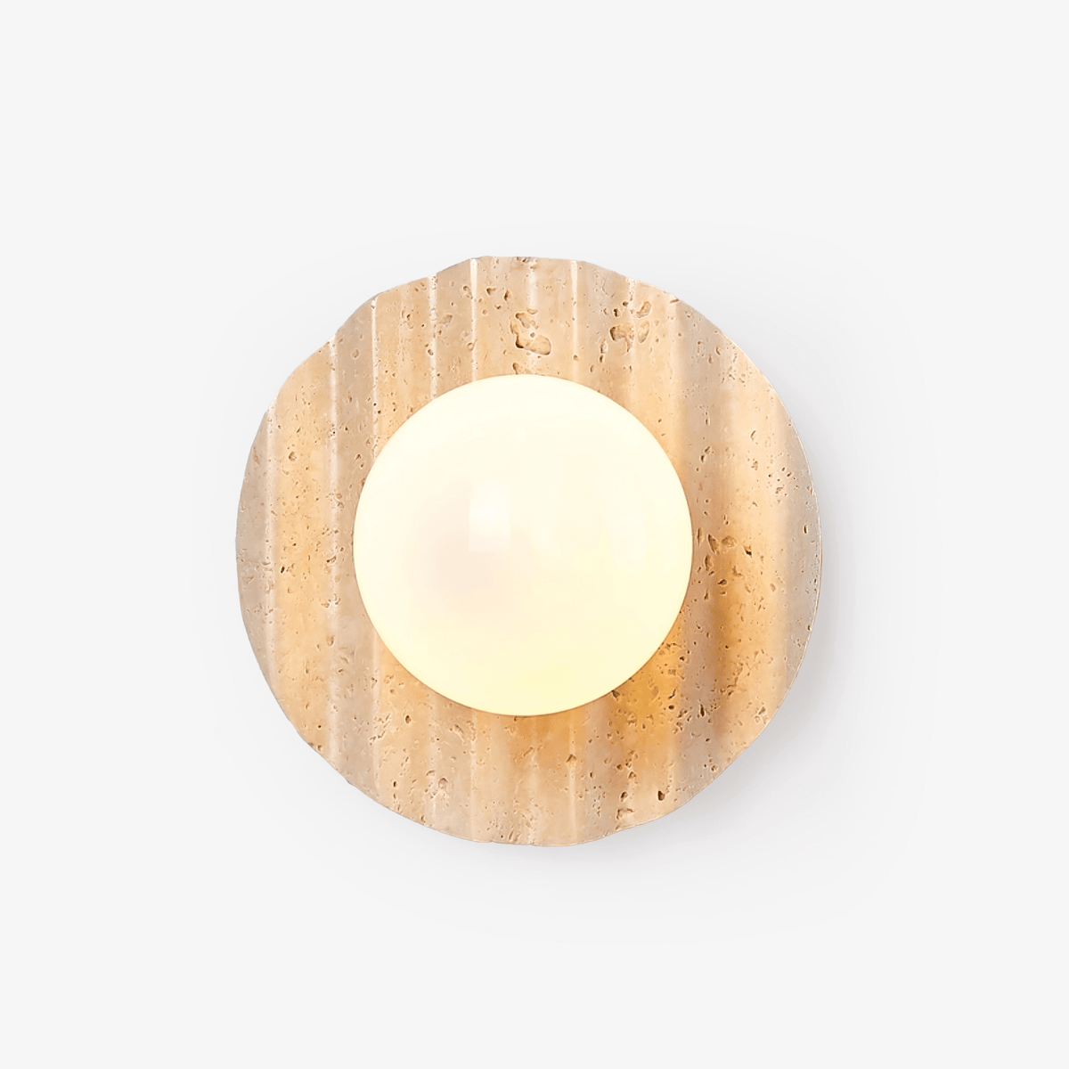 Nøordka Light Bespoke Wall Light Fixture ∅ 7.9″ x H 7.9″ / Yellow Travertine &amp; White Travertine Contemporary Globe Wall Light