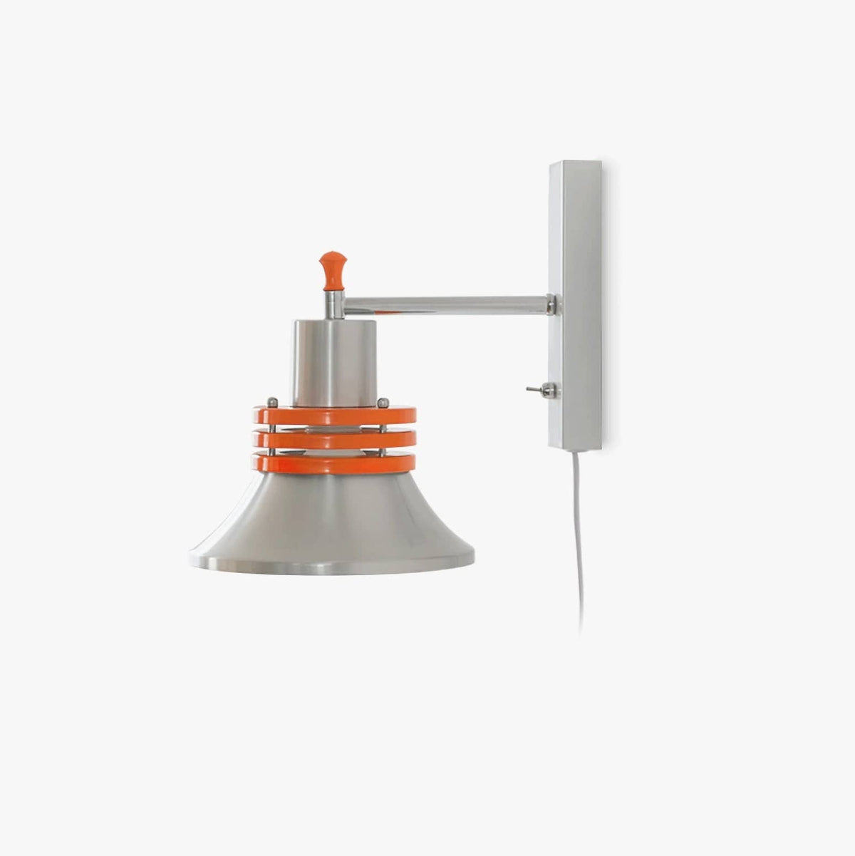 Nøordka Light Bespoke Wall Light Fixture ∅ 7.9″ x H 8.7″ / ∅ 20cm x H 22cm / Orange &amp; Chrome / US Plug Sleek Silver Dome Contemporary Wall Sconce