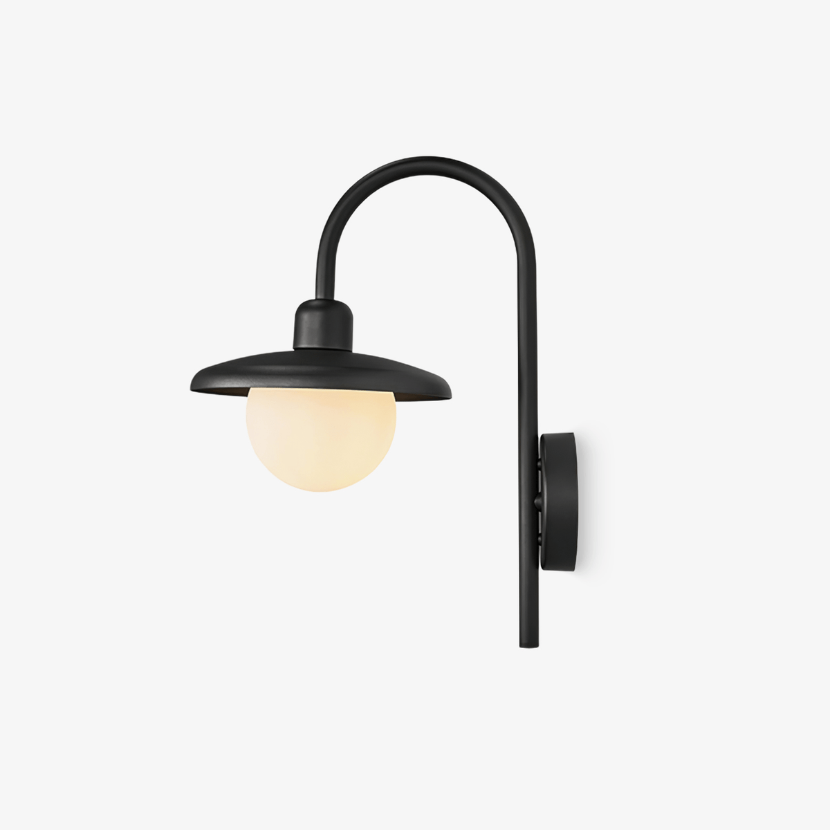 Nøordka Light Bespoke Wall Light Fixture ∅ 8.3″ x H 15.4″ / Black &amp;  White / Warm Light Opal Globe Contemporary Outdoor Wall Sconce