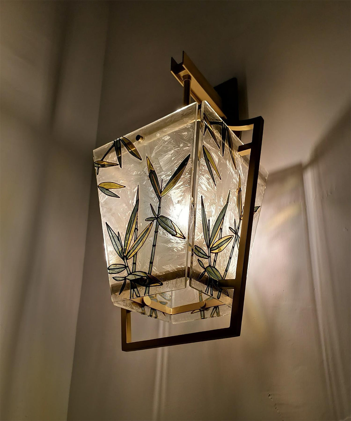 Nøordka Light Bespoke Wall Light Fixture Φ 8.9″ x H 20.2″ / Dia 22.5cm x H 51.5cm / Brass Enameled Glass Nordic Inspired Wall Sconce
