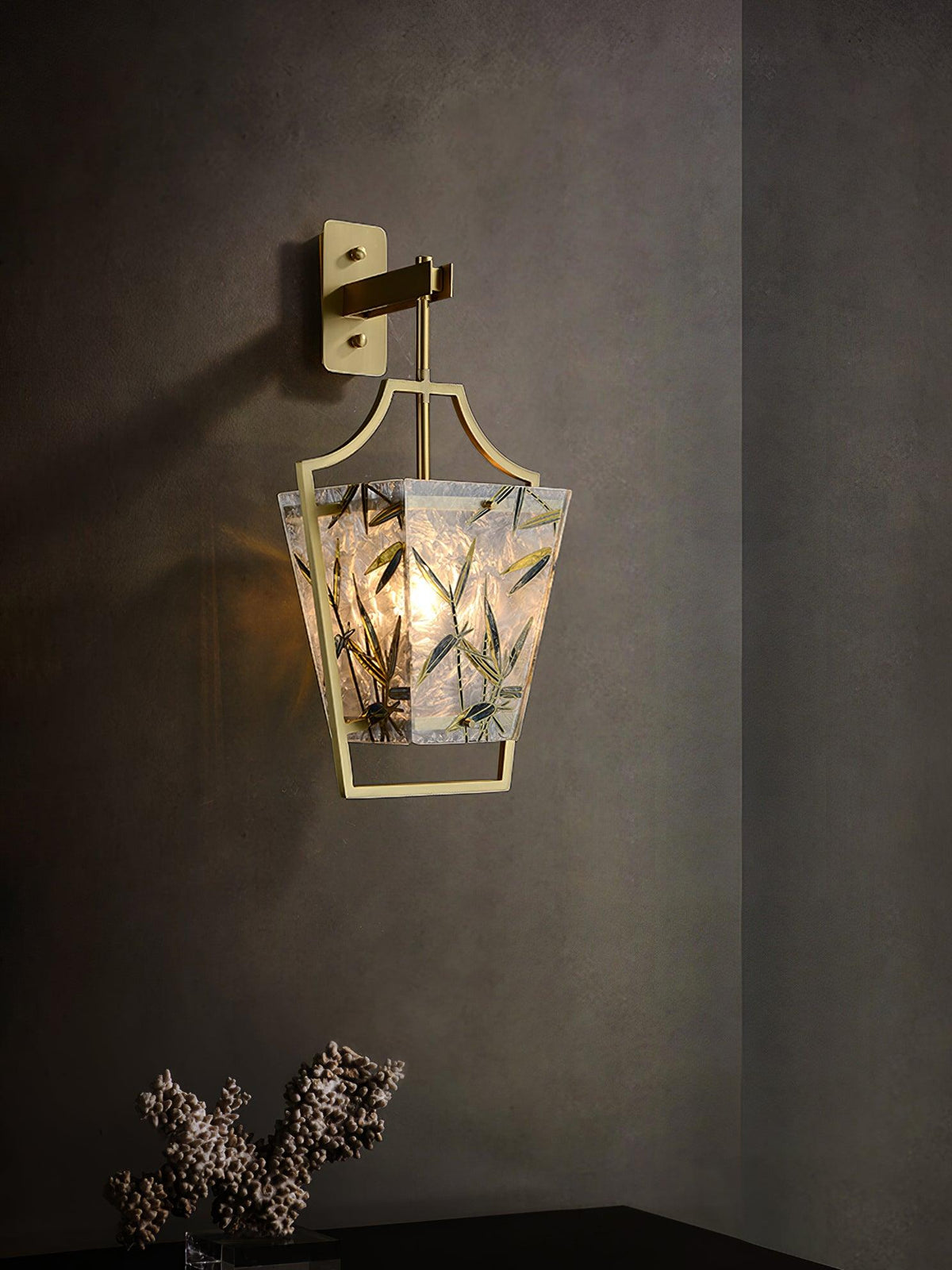 Nøordka Light Bespoke Wall Light Fixture Φ 8.9″ x H 20.2″ / Dia 22.5cm x H 51.5cm / Brass Enameled Glass Nordic Inspired Wall Sconce