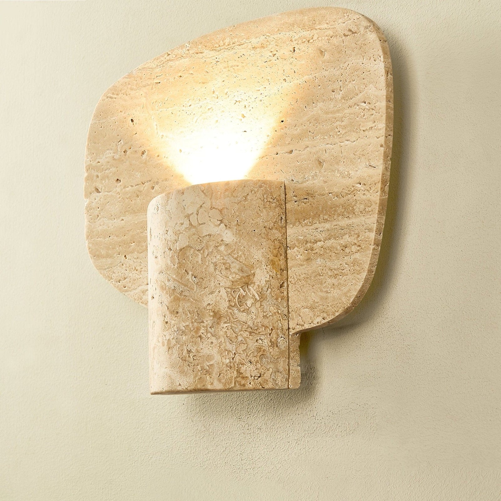Nøordka Light Bespoke Wall Light Fixture ∅ 9.1″ x H 11″ / Yellow Travertine Travertine Cylinder Contemporary Wall Light