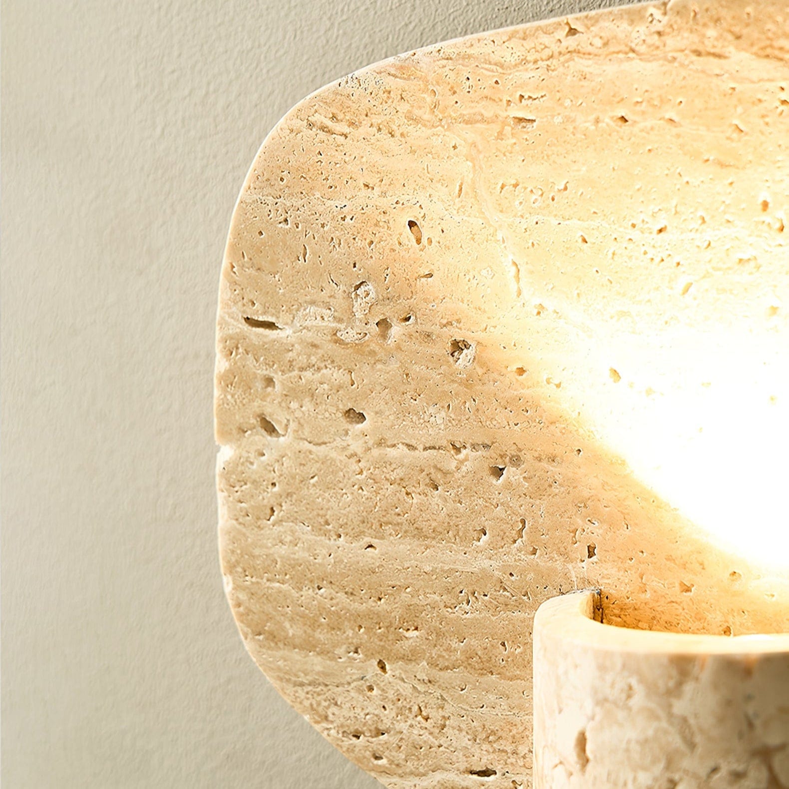 Nøordka Light Bespoke Wall Light Fixture ∅ 9.1″ x H 11″ / Yellow Travertine Travertine Cylinder Contemporary Wall Light