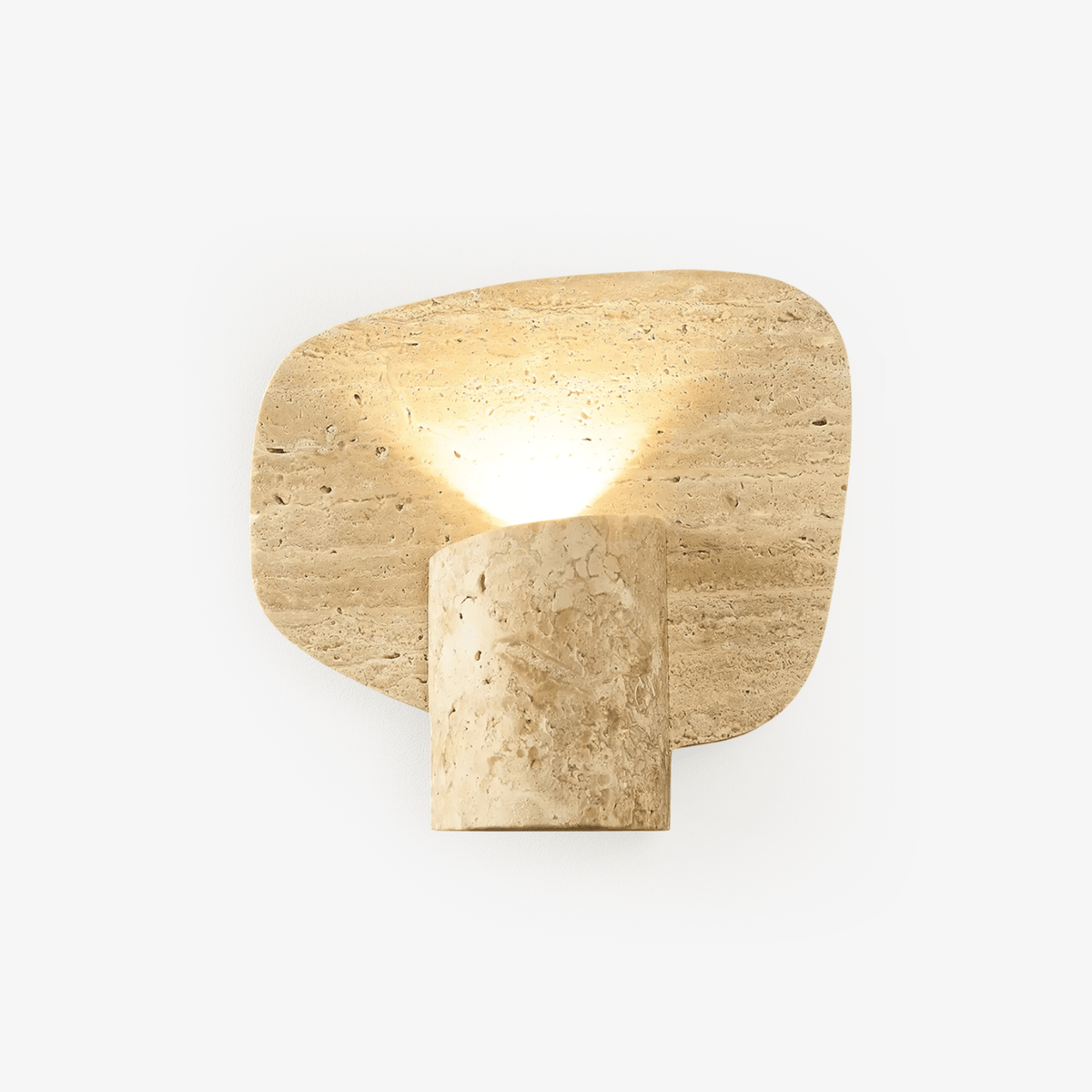 Nøordka Light Bespoke Wall Light Fixture ∅ 9.1″ x H 11″ / Yellow Travertine Travertine Cylinder Contemporary Wall Light
