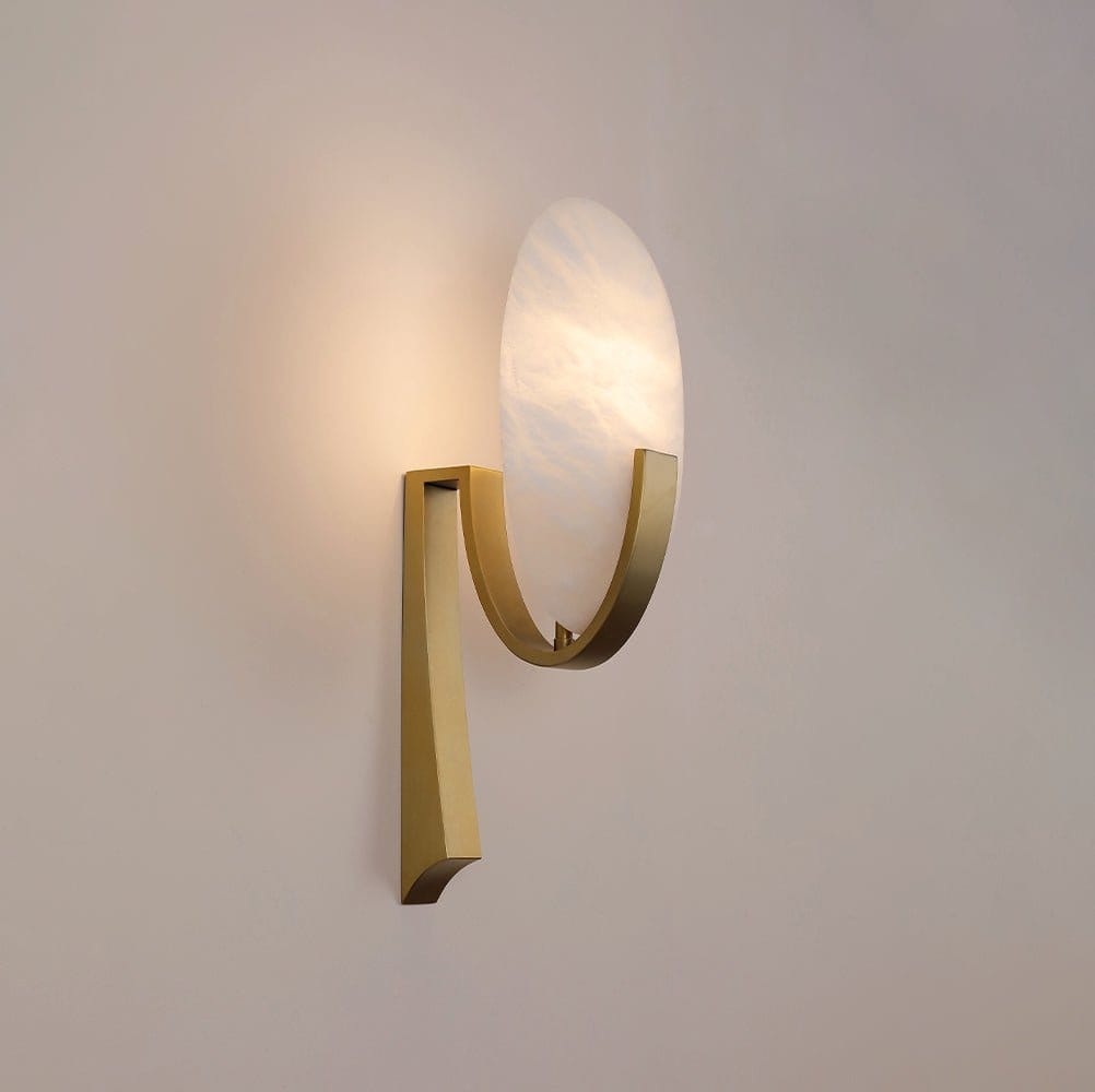 Nøordka Light Bespoke Wall Light Fixture Alabaster Antique Brass Finish Wall Sconce