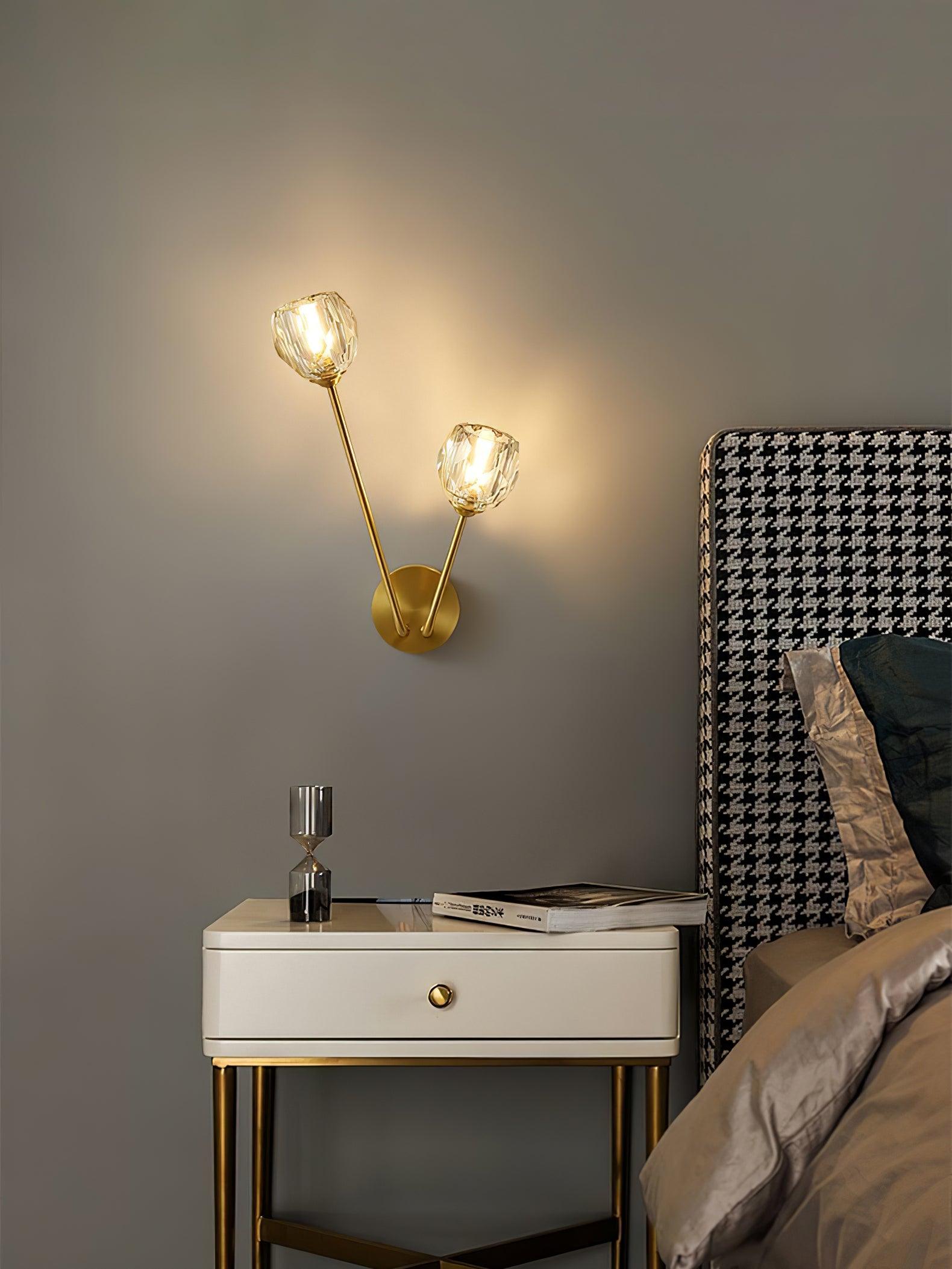 Nøordka Light Bespoke Wall Light Fixture Brass Crystal Branch Contemporary Wall Light