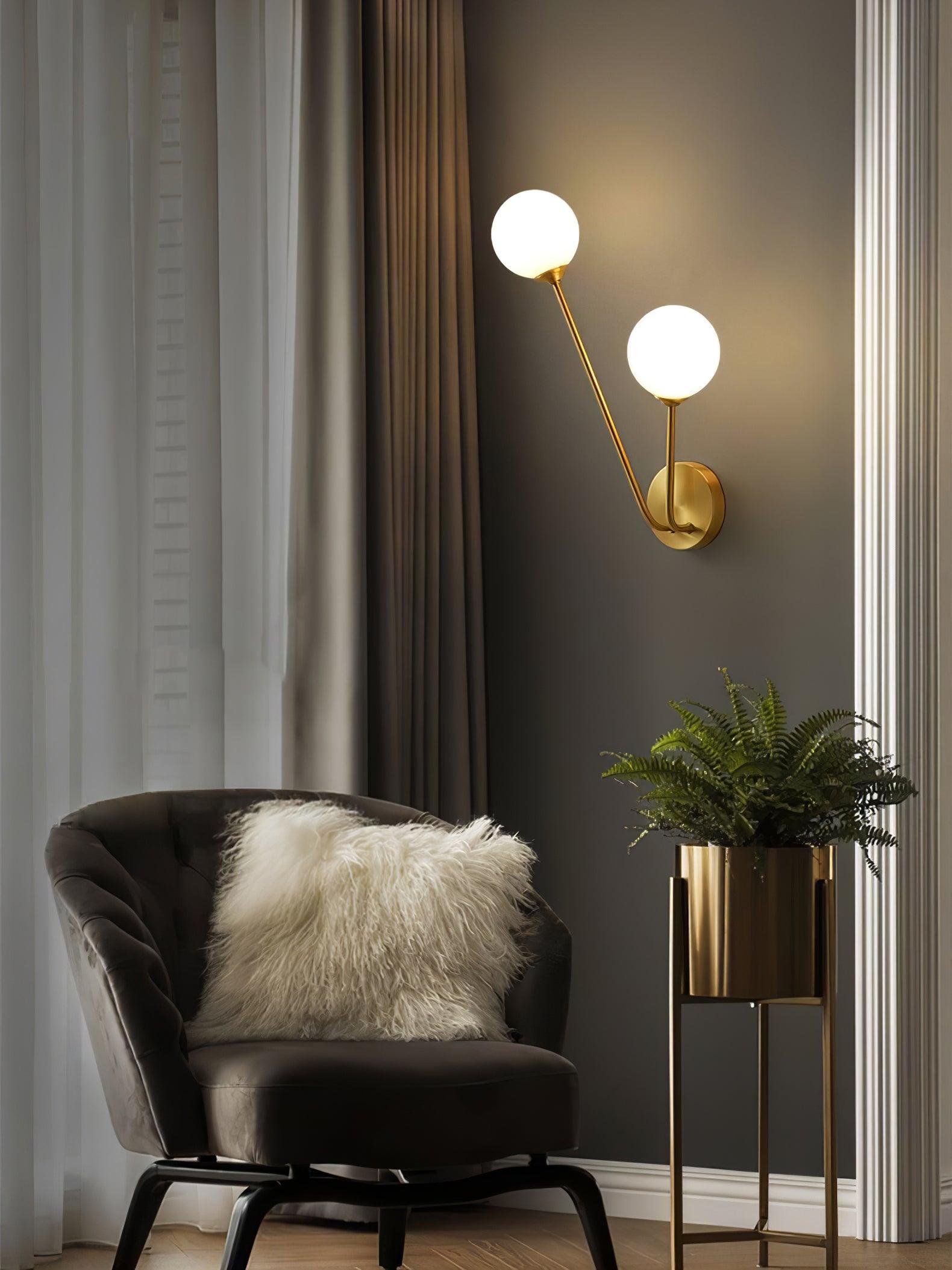 Nøordka Light Bespoke Wall Light Fixture Brass Crystal Branch Contemporary Wall Light