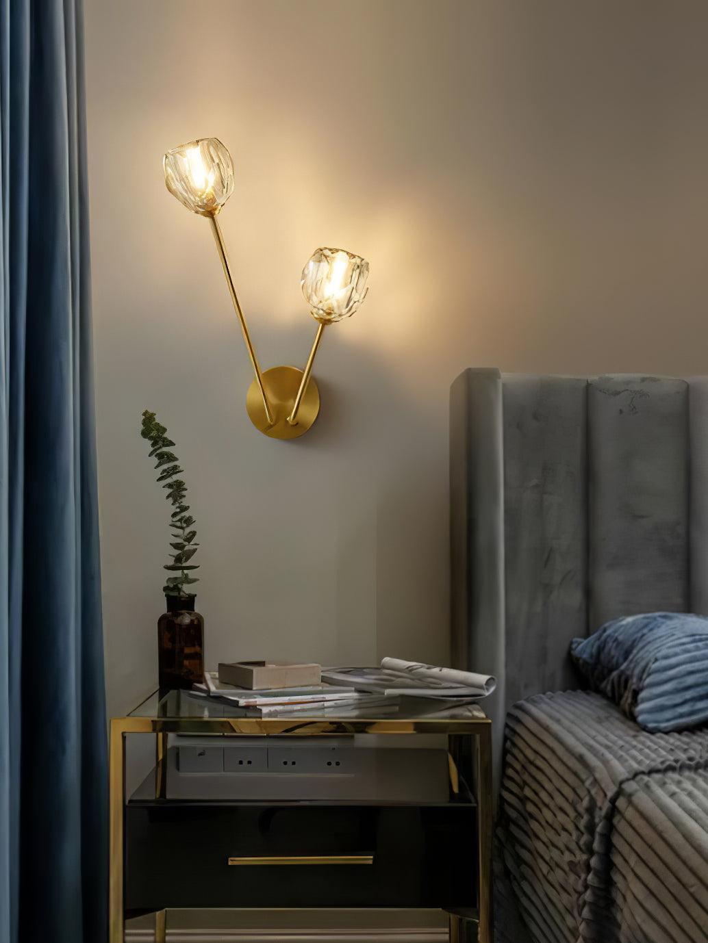 Nøordka Light Bespoke Wall Light Fixture Brass Crystal Branch Contemporary Wall Light