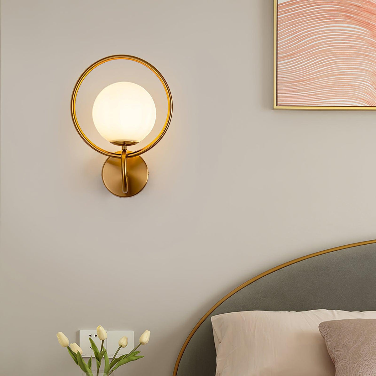 Nøordka Light Bespoke Wall Light Fixture Circle Contemporary Brass Finish Wall Lamp