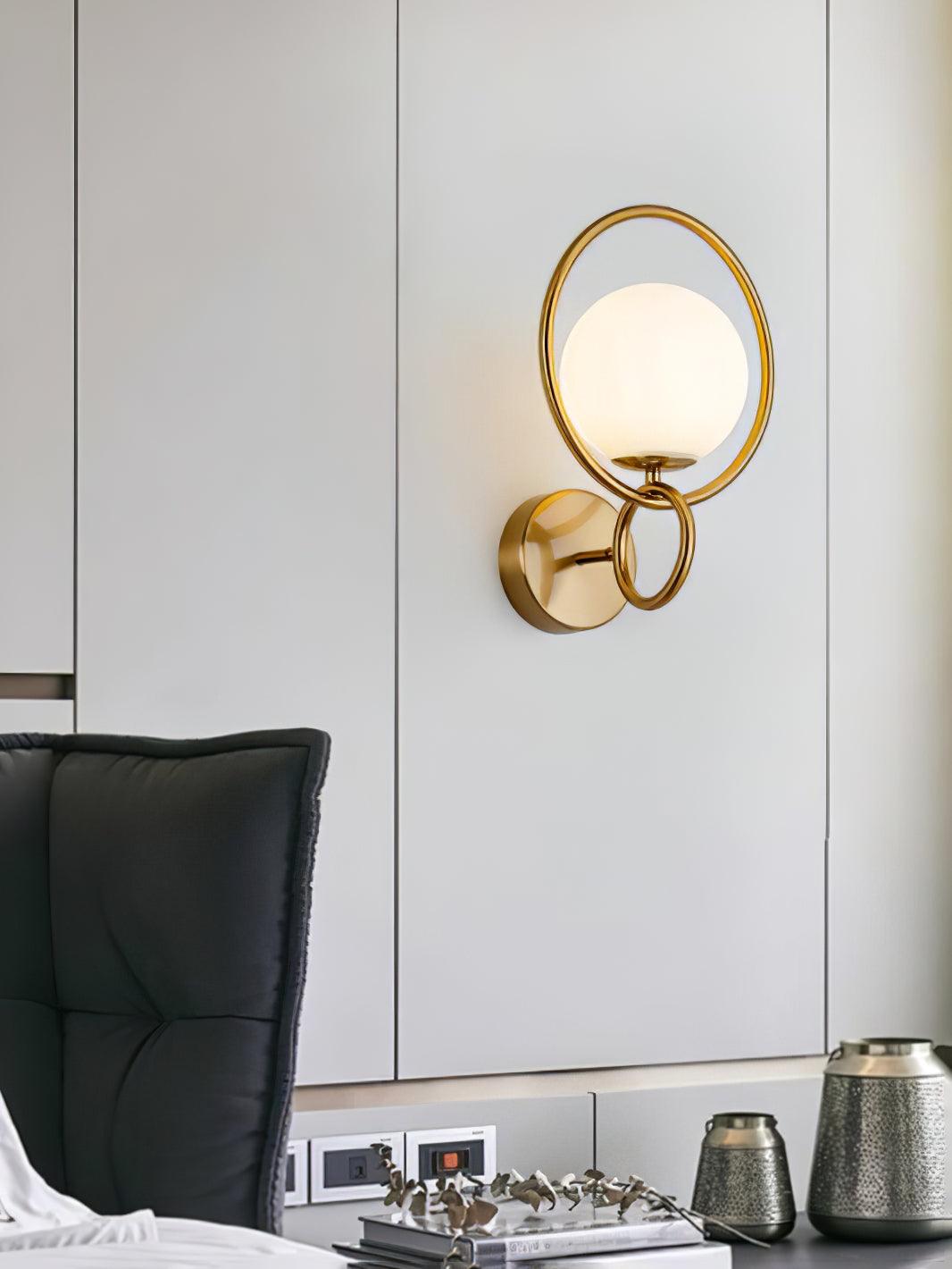 Nøordka Light Bespoke Wall Light Fixture Circle Contemporary Brass Finish Wall Lamp