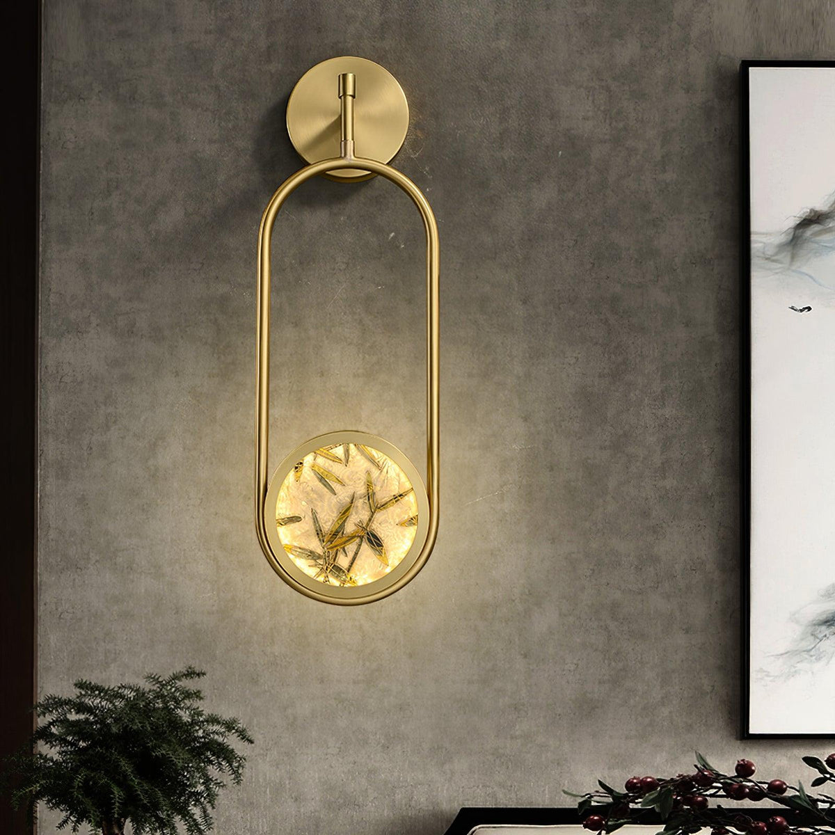Nøordka Light Bespoke Wall Light Fixture Circular Enameled Glass Brass Finish Wall Sconce