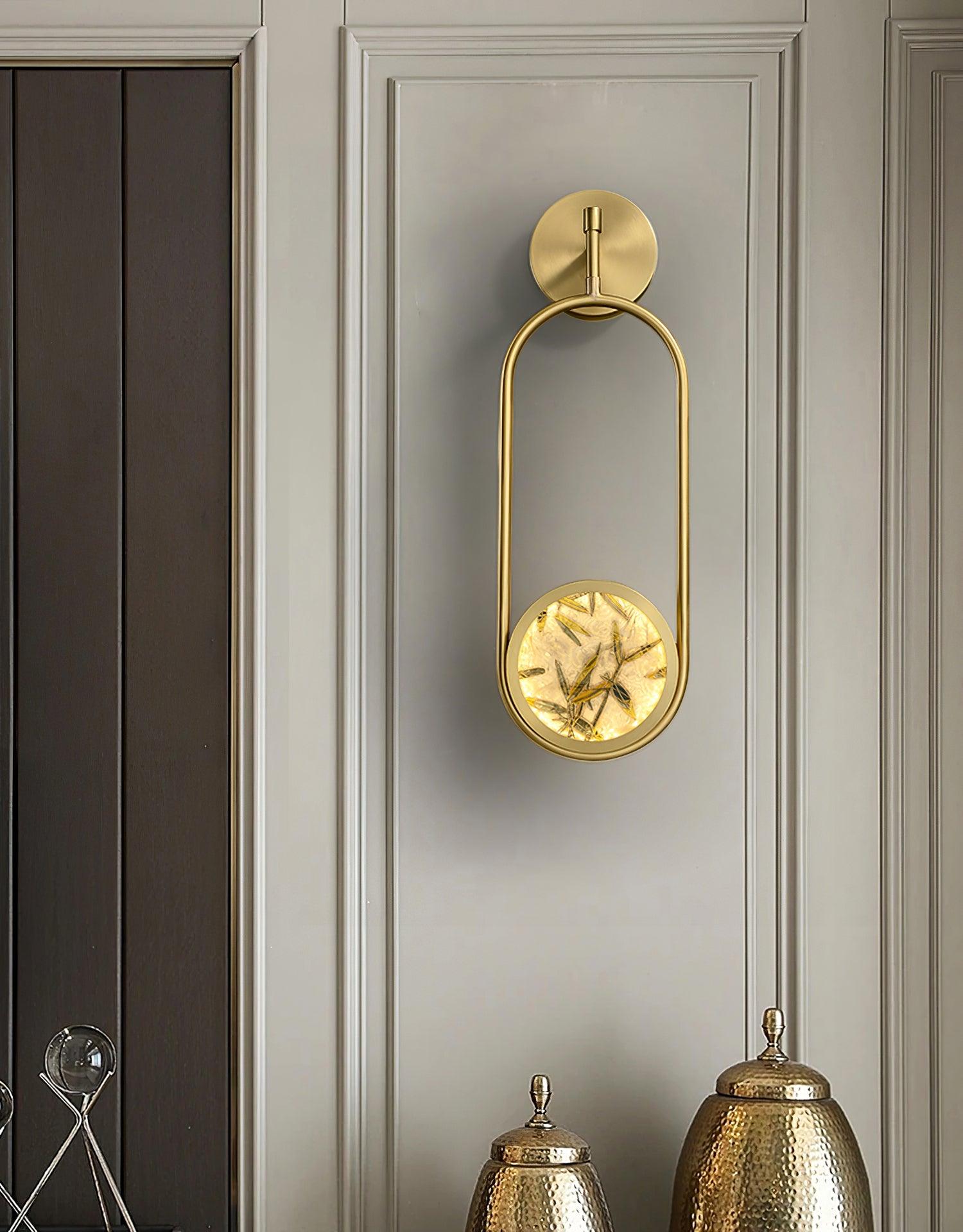 Nøordka Light Bespoke Wall Light Fixture Circular Enameled Glass Brass Finish Wall Sconce