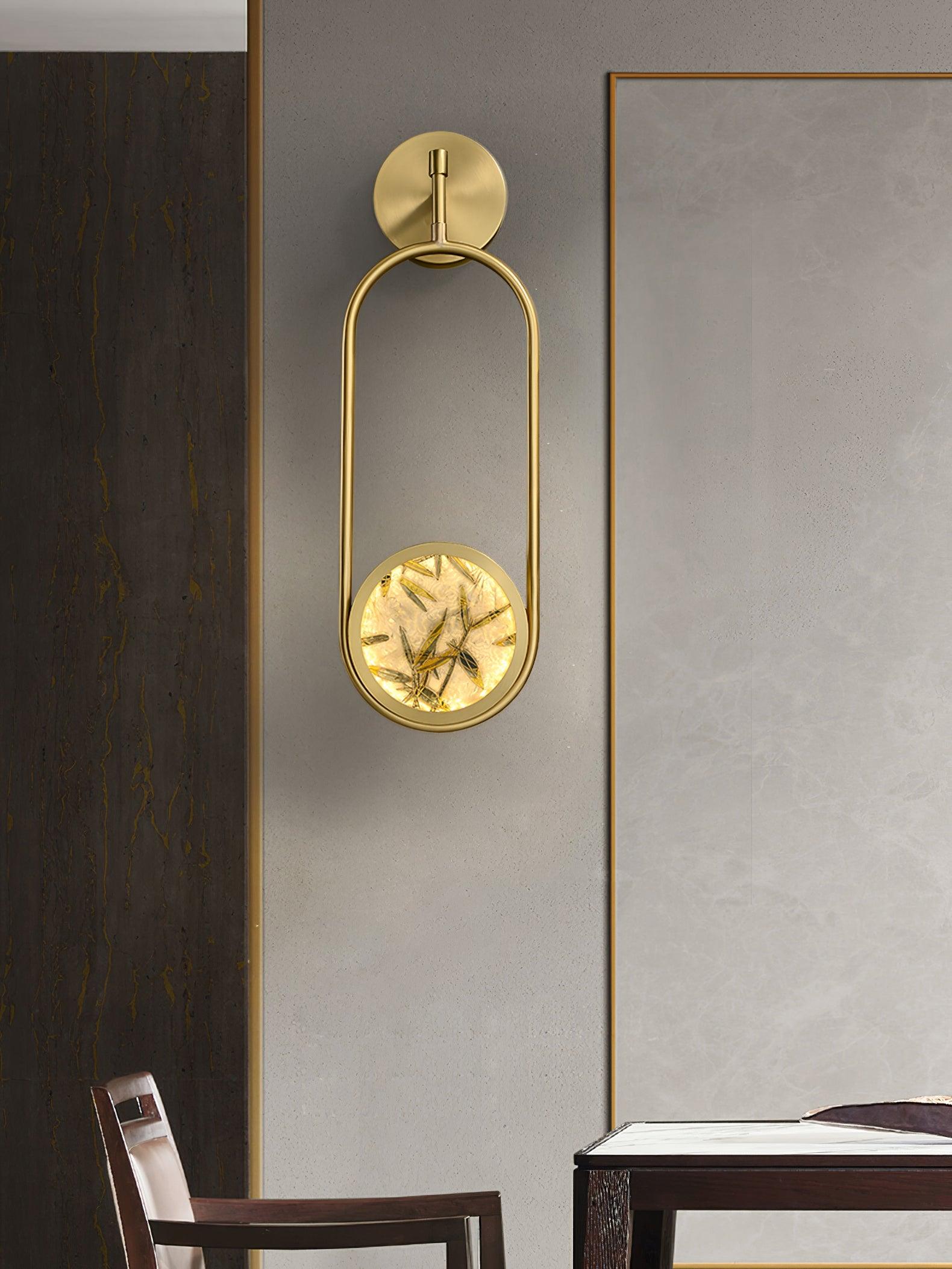 Nøordka Light Bespoke Wall Light Fixture Circular Enameled Glass Brass Finish Wall Sconce