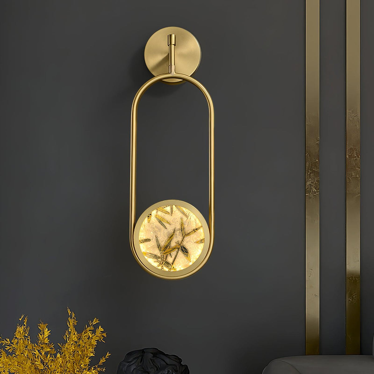 Nøordka Light Bespoke Wall Light Fixture Circular Enameled Glass Brass Finish Wall Sconce