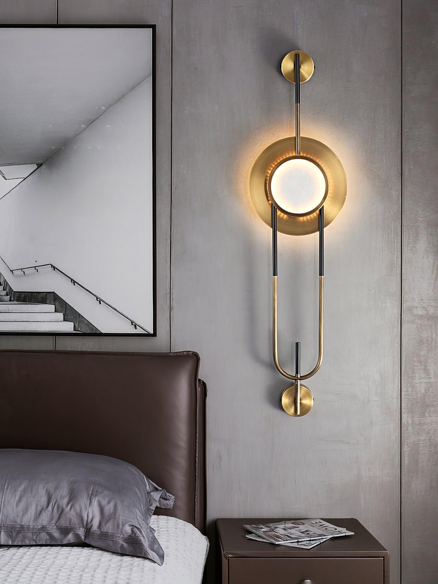 Nøordka Light Bespoke Wall Light Fixture Circular Marble Gold Tone Finish Wall Light