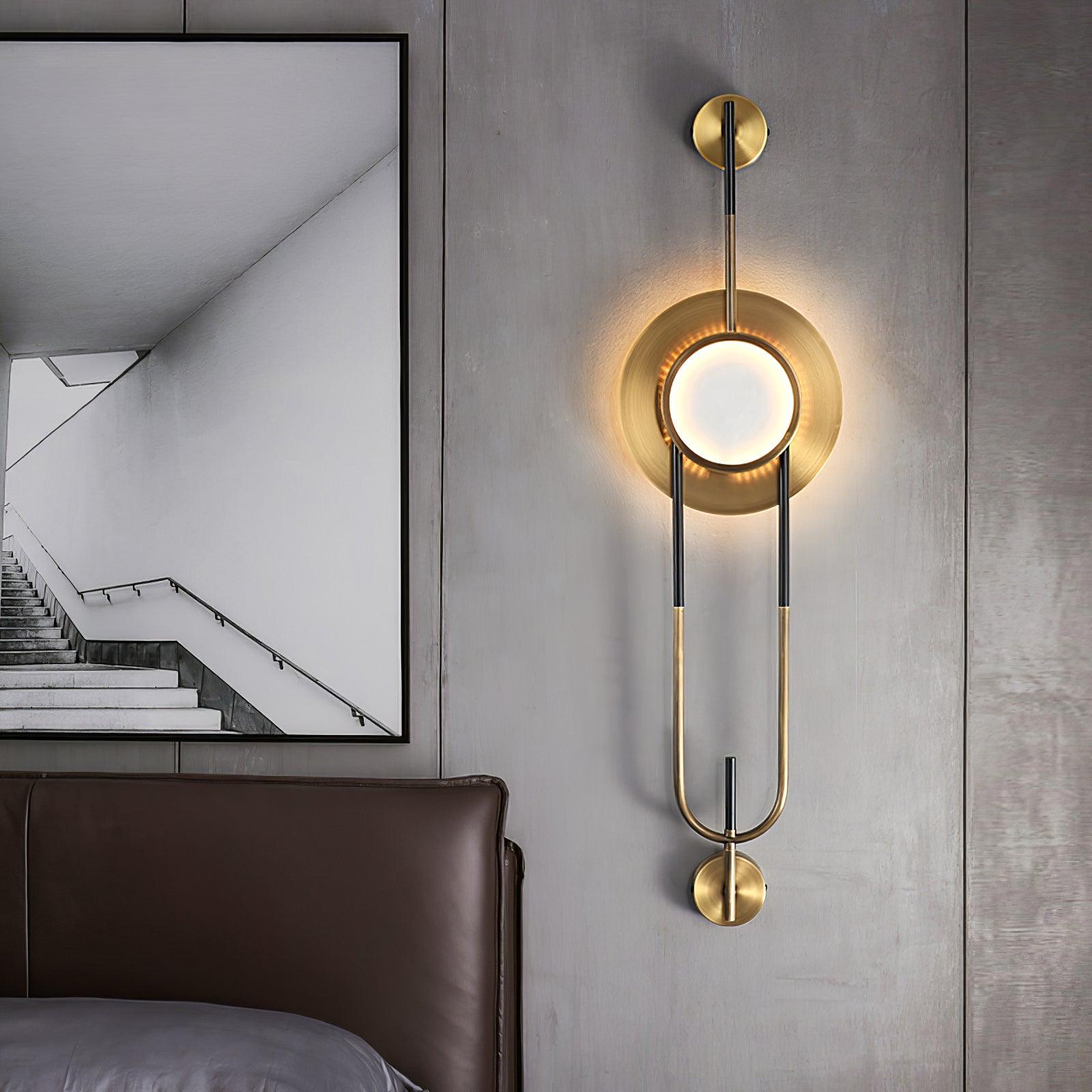 Nøordka Light Bespoke Wall Light Fixture Circular Marble Gold Tone Finish Wall Light