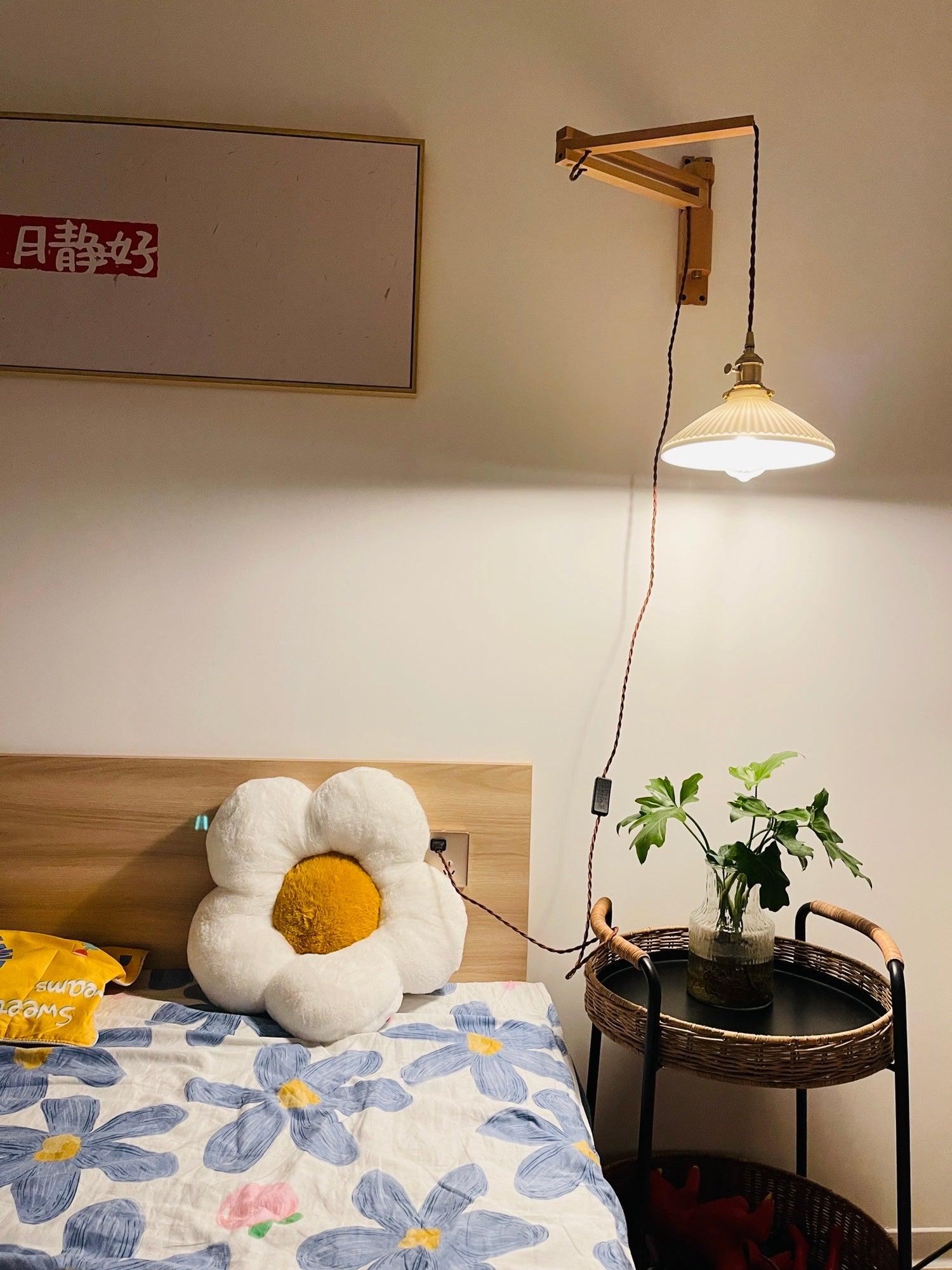 Nøordka Light Bespoke Wall Light Fixture Circular Walnut Nordic Inspired Wall Lamp