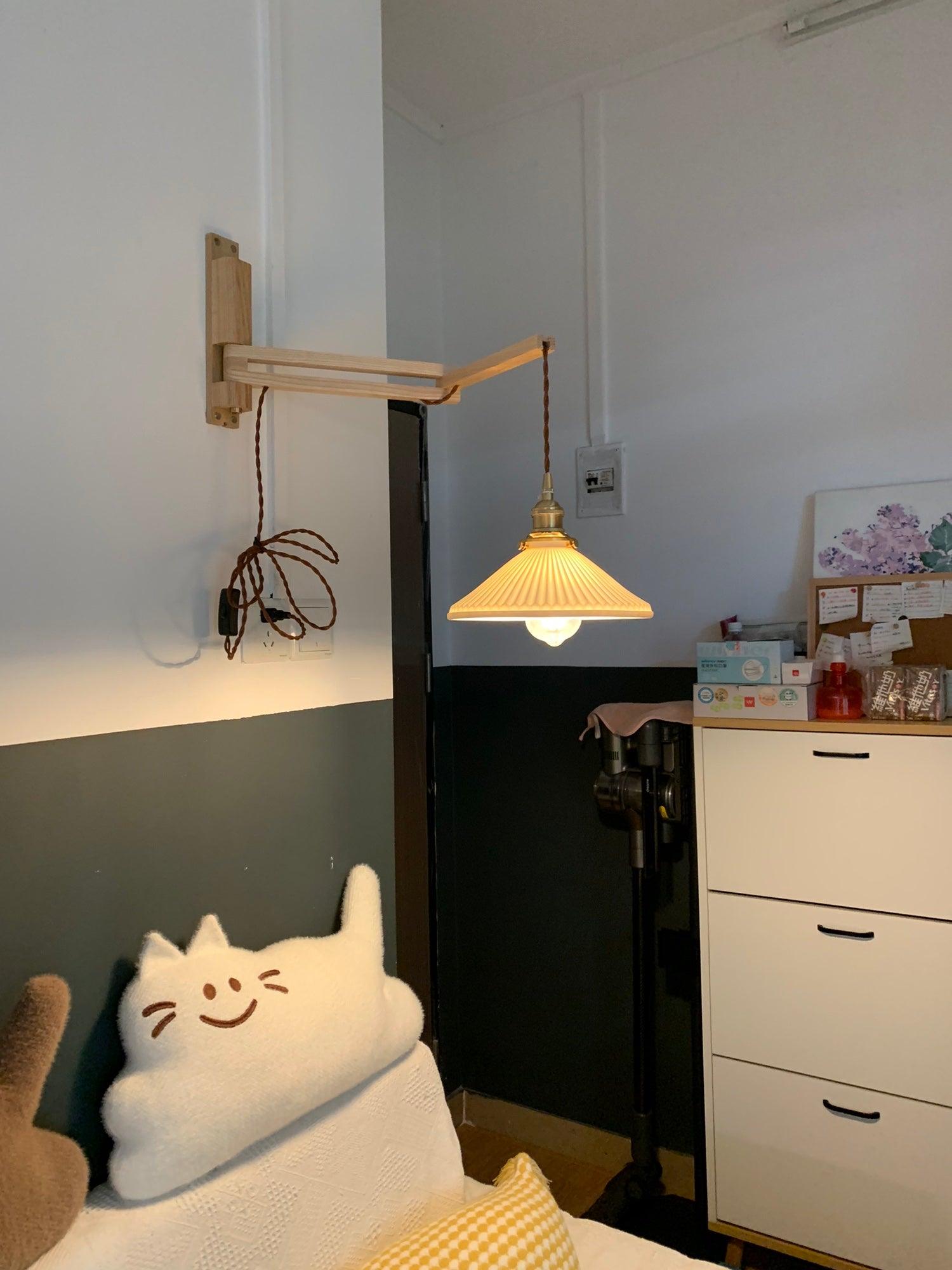 Nøordka Light Bespoke Wall Light Fixture Circular Walnut Nordic Inspired Wall Lamp