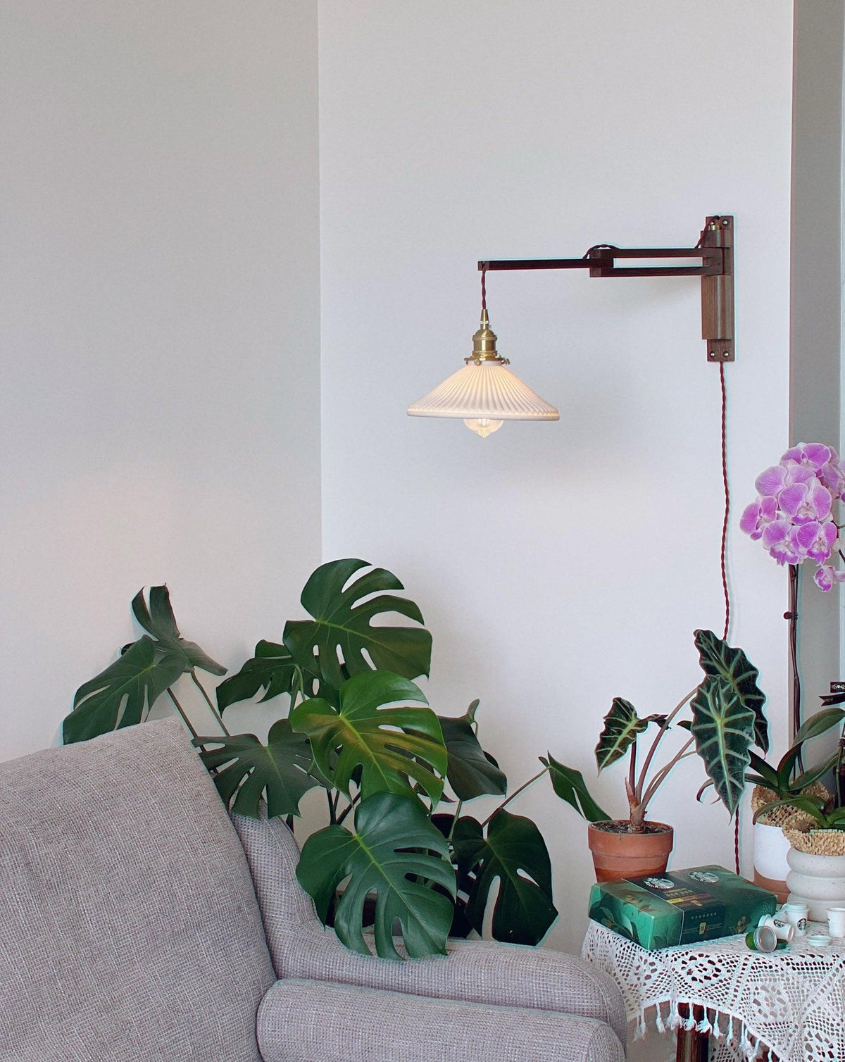 Nøordka Light Bespoke Wall Light Fixture Circular Walnut Nordic Inspired Wall Lamp