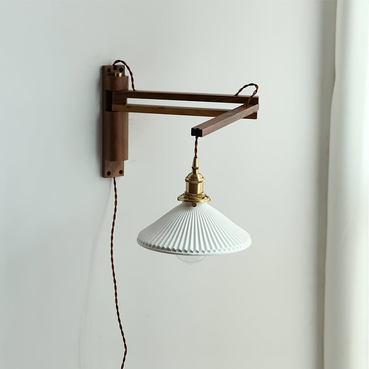 Nøordka Light Bespoke Wall Light Fixture Circular Walnut Nordic Inspired Wall Lamp