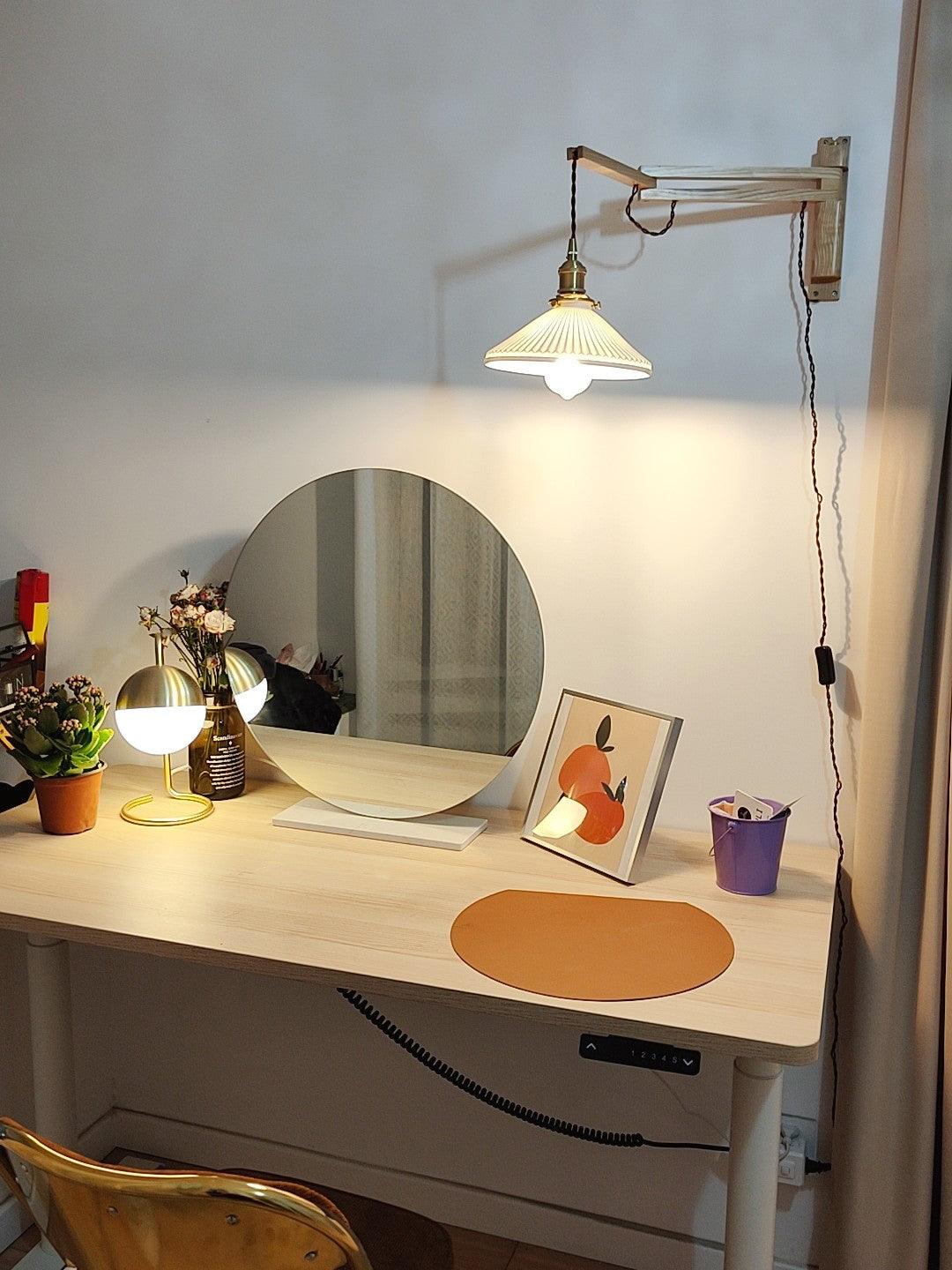 Nøordka Light Bespoke Wall Light Fixture Circular Walnut Nordic Inspired Wall Lamp