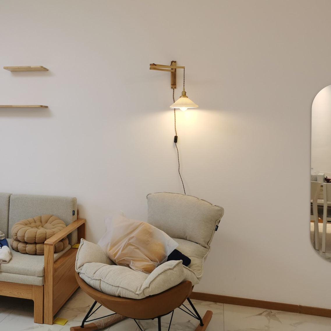 Nøordka Light Bespoke Wall Light Fixture Circular Walnut Nordic Inspired Wall Lamp