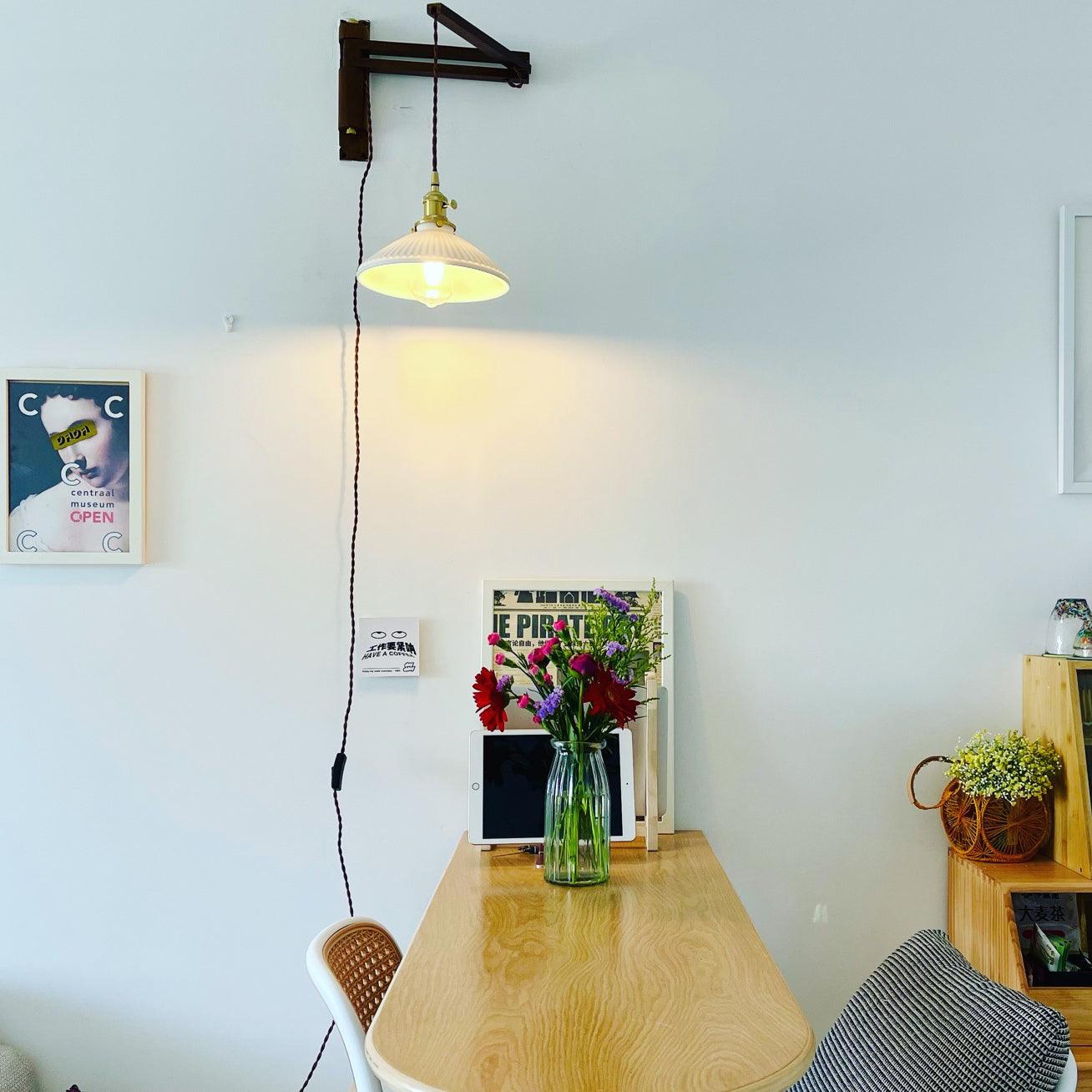 Nøordka Light Bespoke Wall Light Fixture Circular Walnut Nordic Inspired Wall Lamp