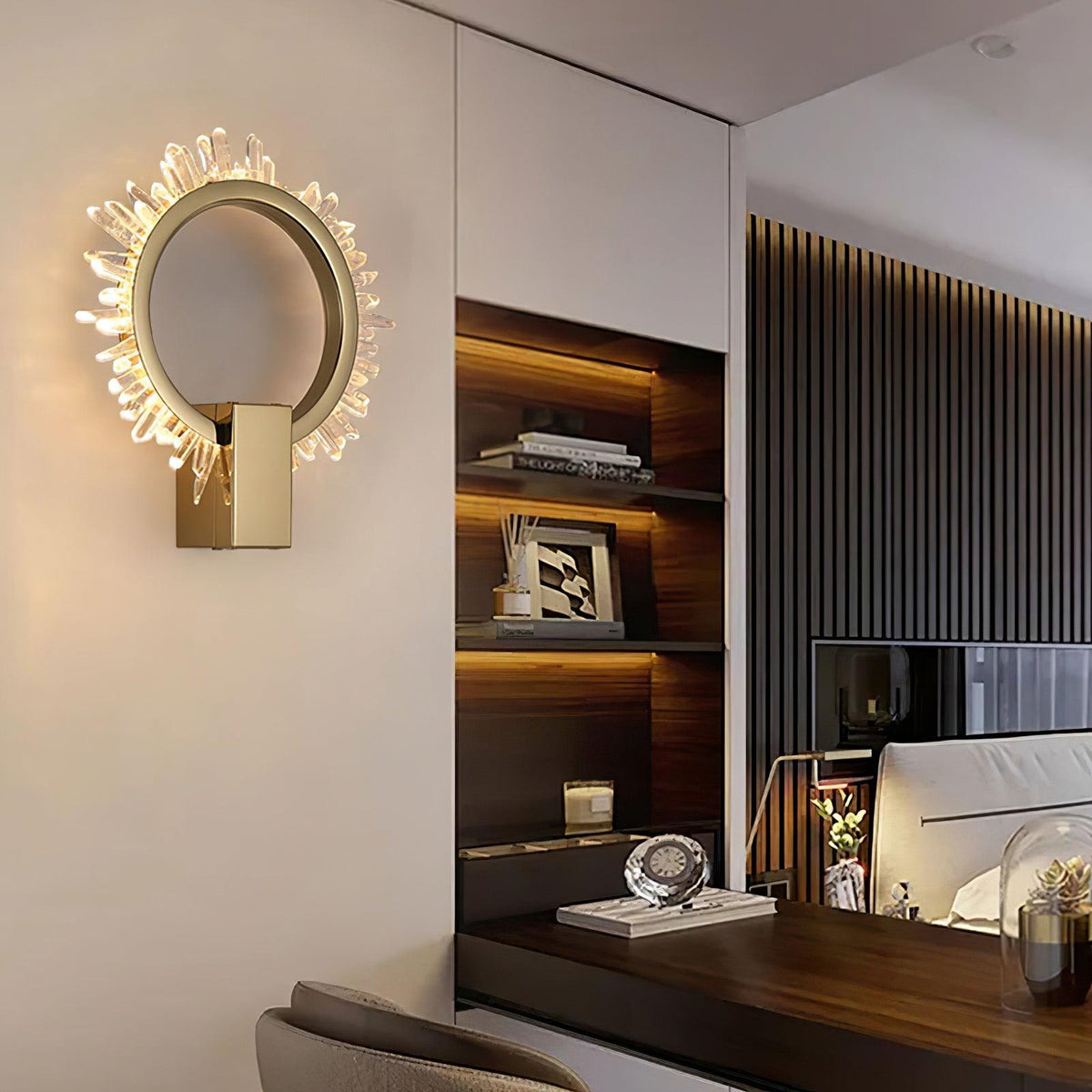 Nøordka Light Bespoke Wall Light Fixture Faceted Crystal Contemporary Luxe Wall Lamp