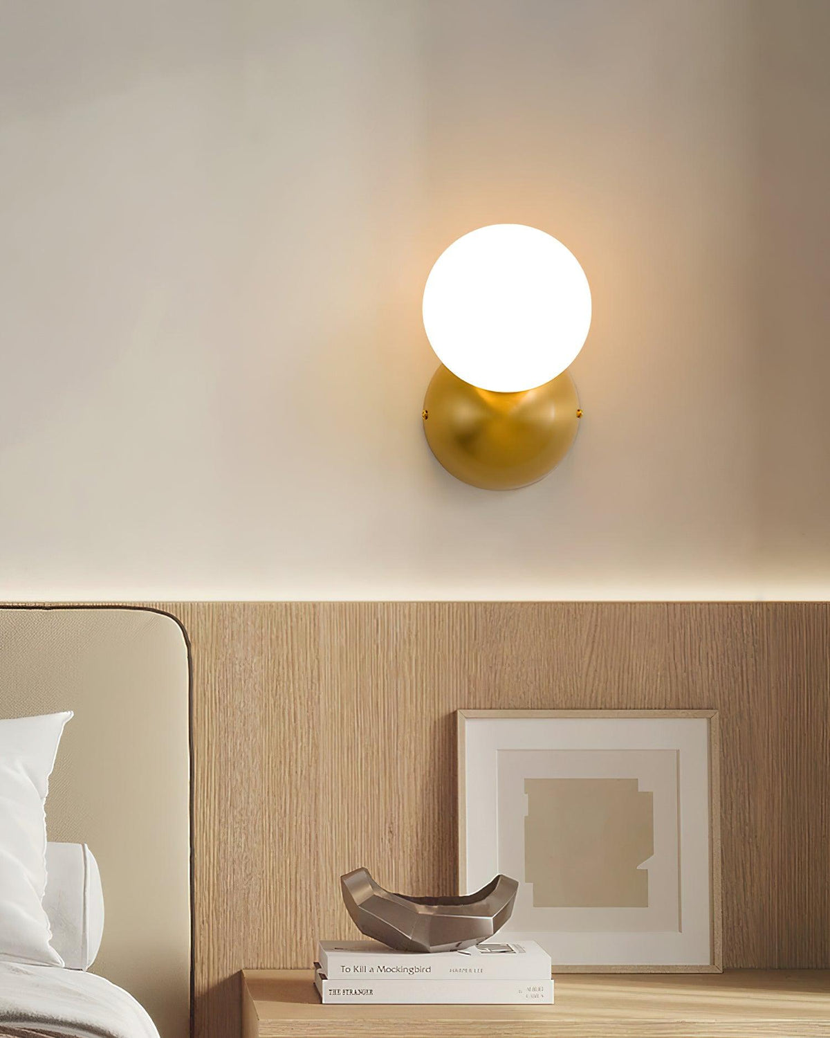 Nøordka Light Bespoke Wall Light Fixture Globe Sleek Matte Brass Finish Wall Light