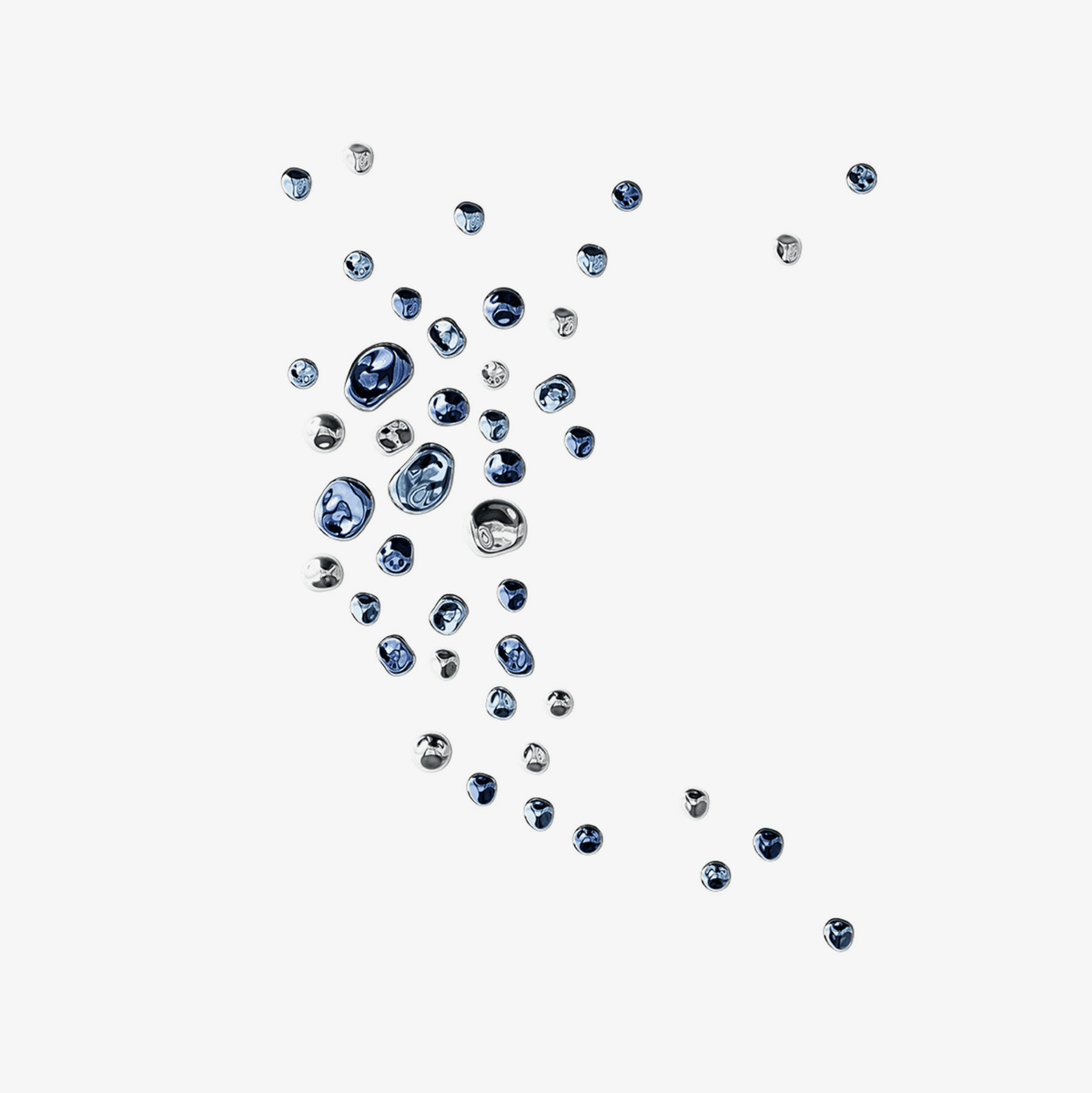 Nøordka Light Bespoke Wall Light Fixture L 102.4″ x H 133.8″ / Blue &amp; Sliver / Warm Light Handblown Crystal Gold Finish Wall Sconce