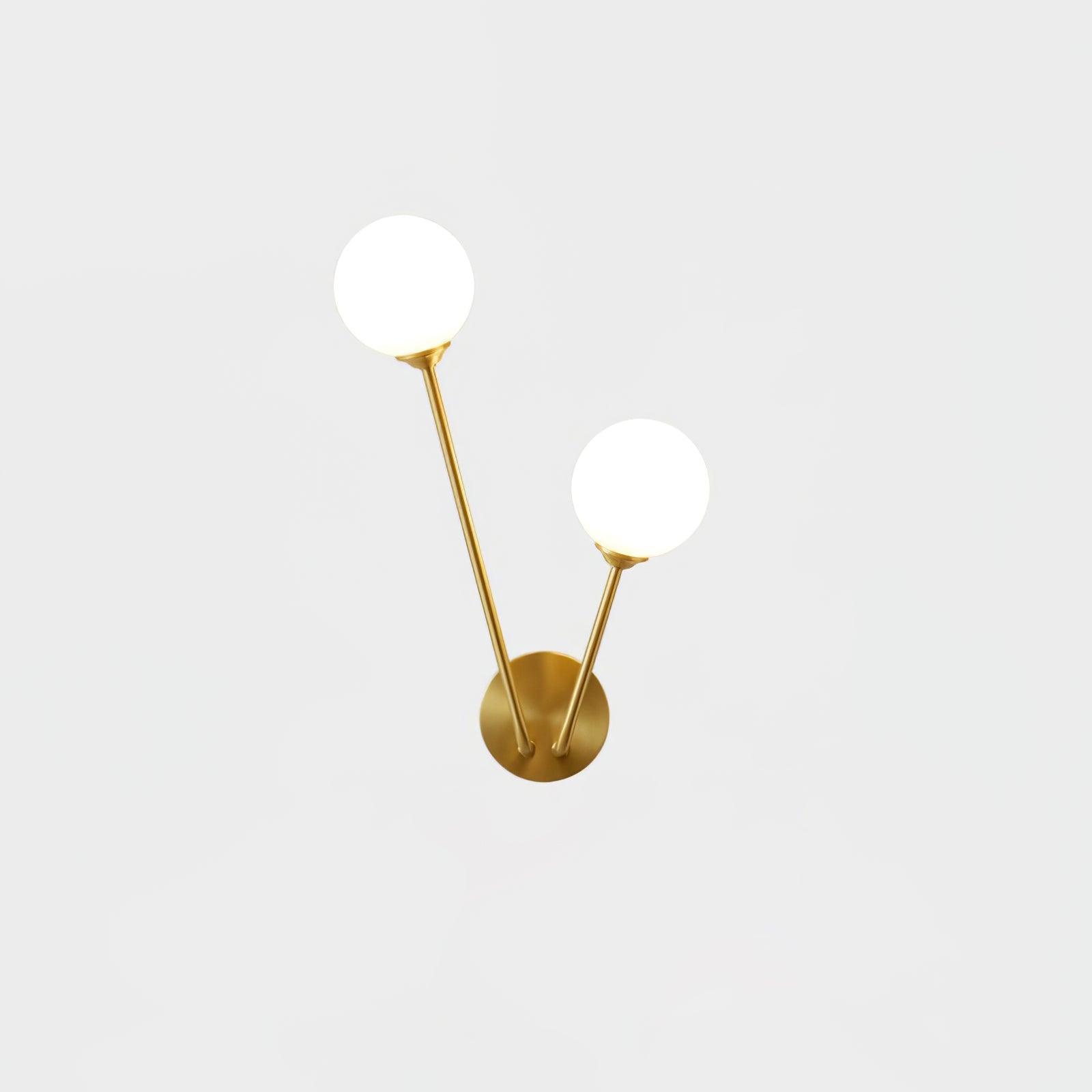 Nøordka Light Bespoke Wall Light Fixture L 14.2″ x H 16.1″ / L 36cm x H 41cm / Brass & White Glass Brass Crystal Branch Contemporary Wall Light